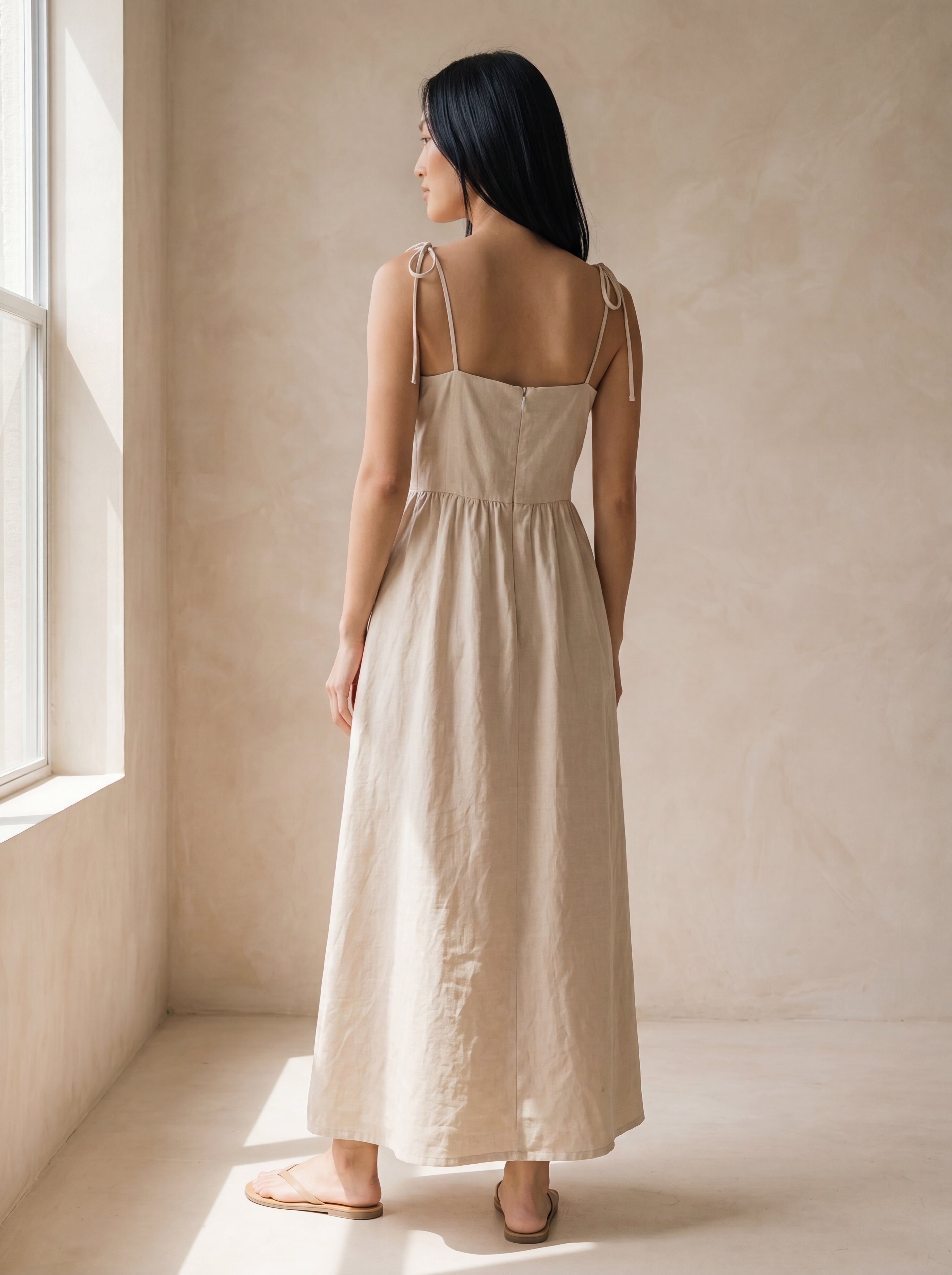 Vestido Dália Longo Cru — Costas 01 #Cor_Cru