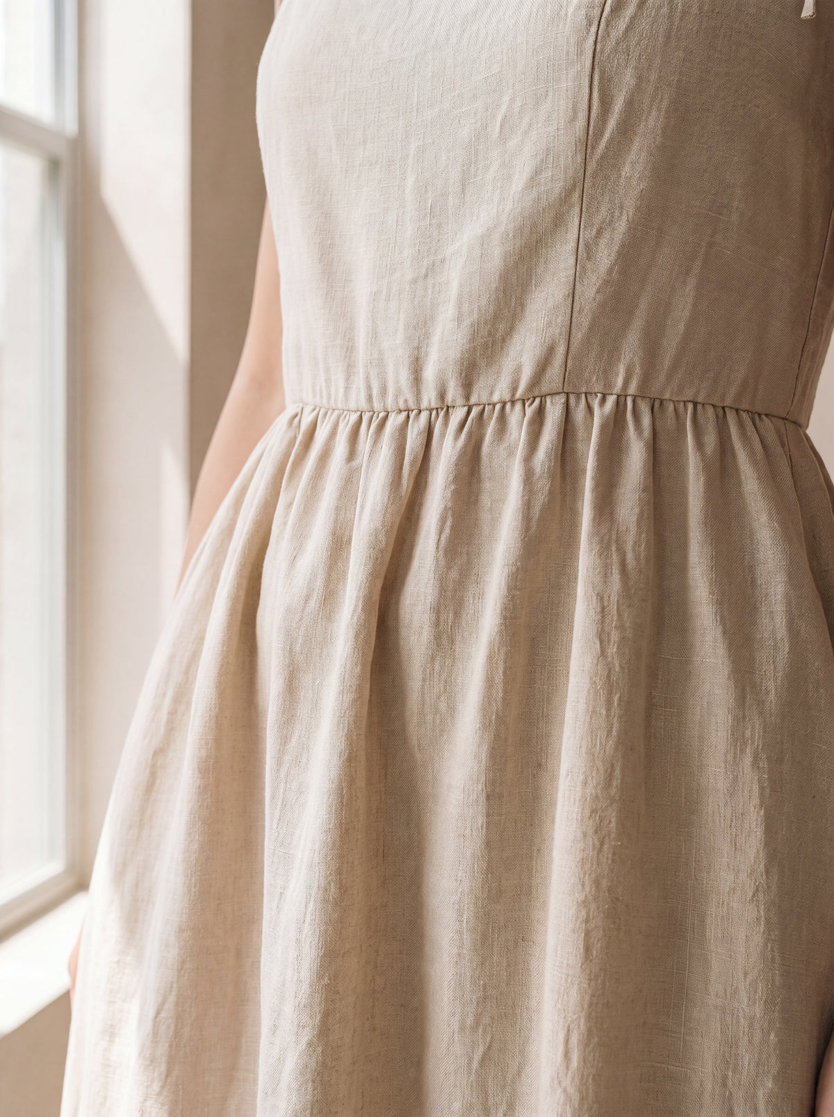 Vestido Dália Longo Cru — Detalhe 01 #Cor_Cru