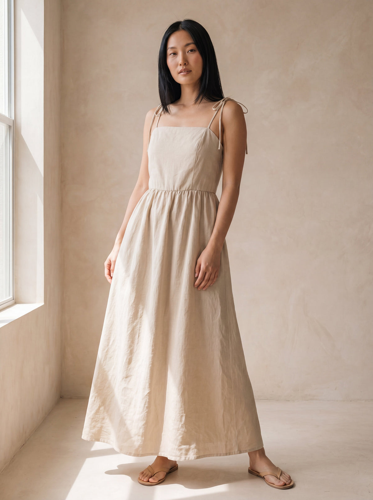 Vestido Dália Longo Cru — Frente 02 #Cor_Cru