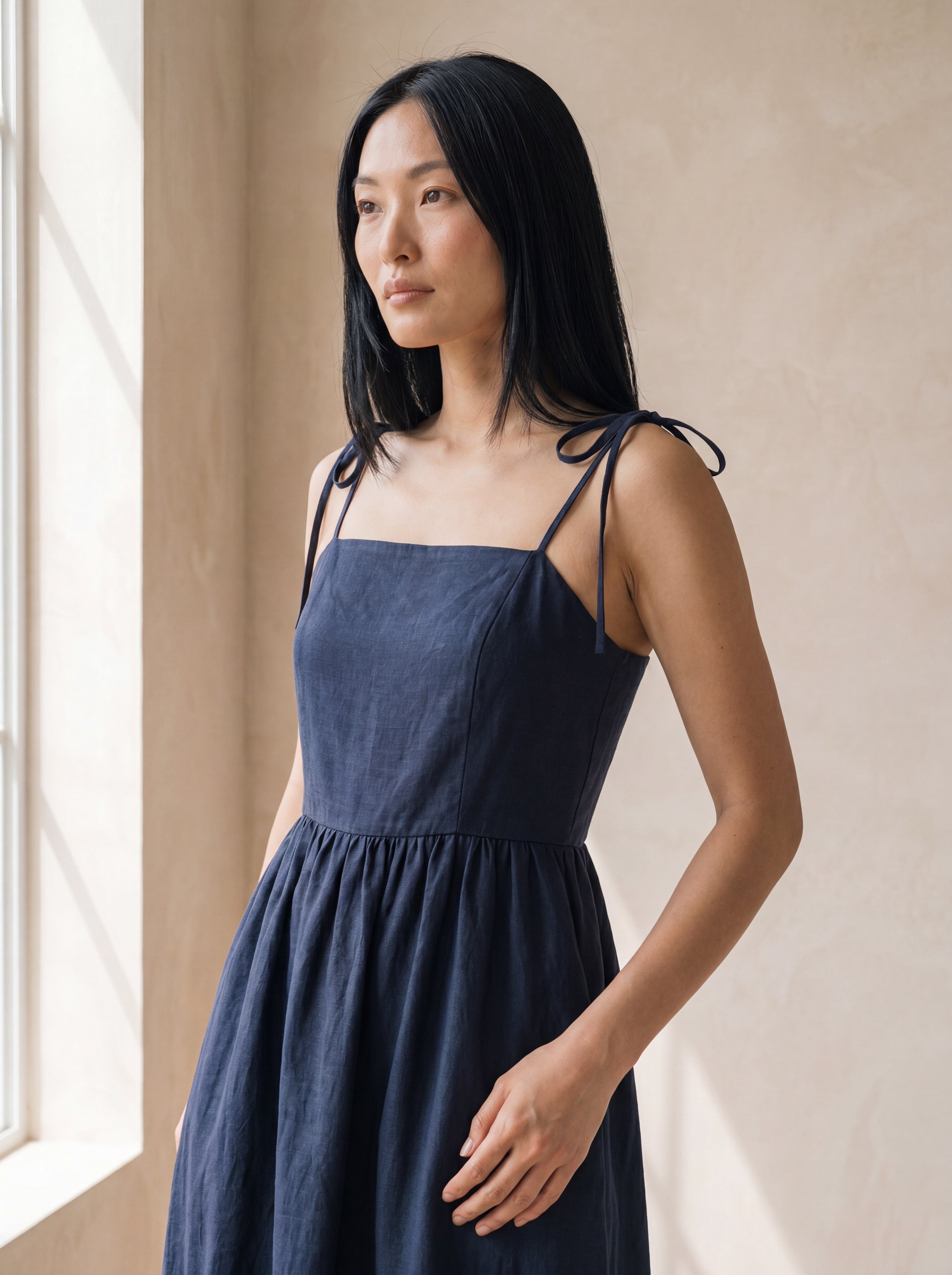 Vestido Dália Longo Marinho — Lateral 01 #Cor_Marinho