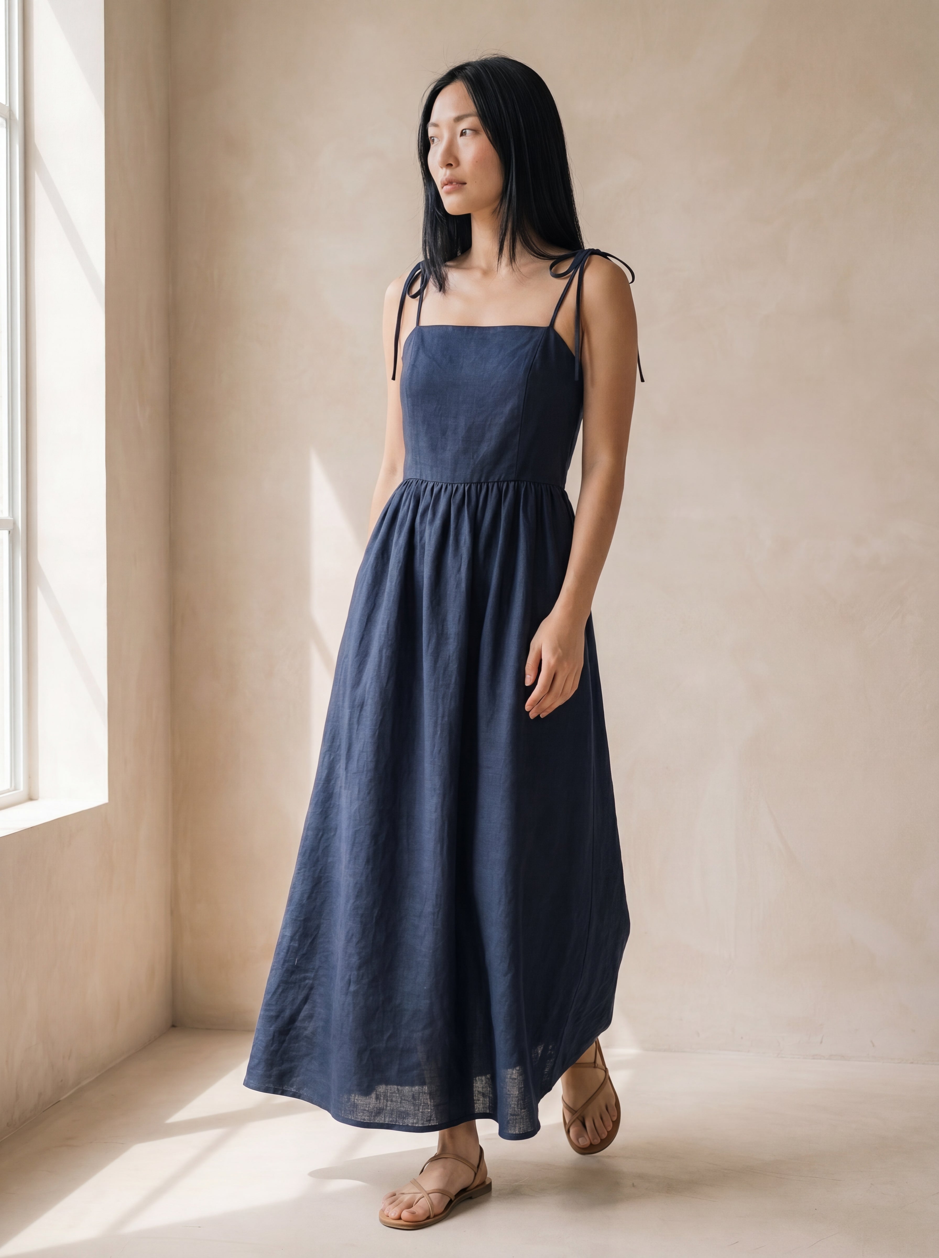 Vestido Dália Longo Marinho — Lateral 02 #Cor_Marinho