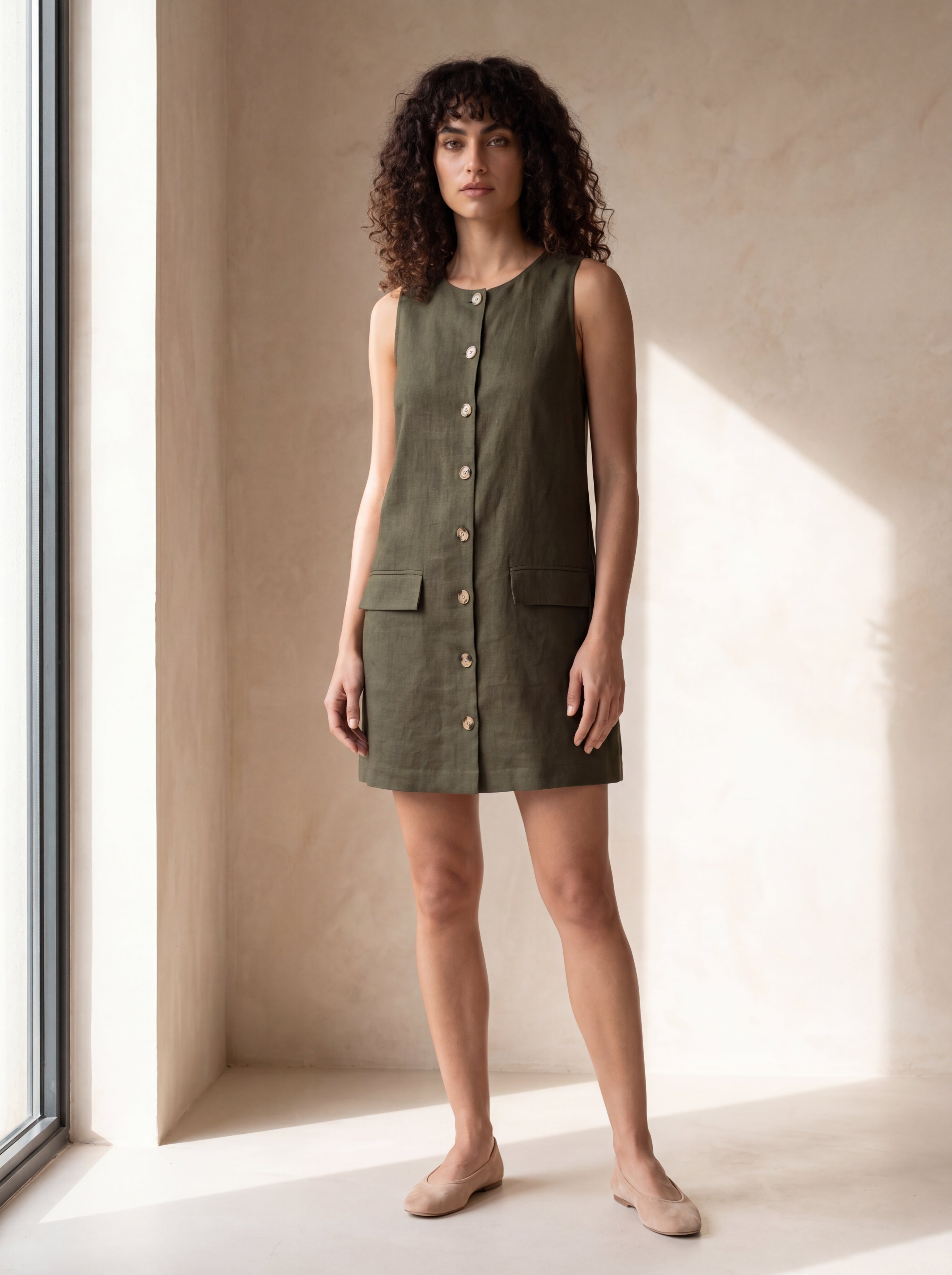 Vestido Dora Verde Militar — Frente 02 #Cor_Verde Militar