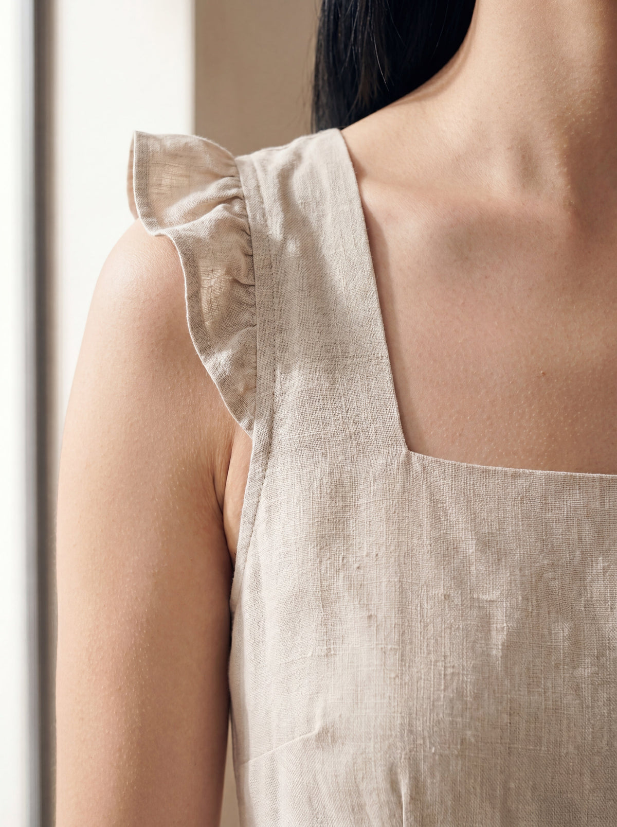 Vestido Midi Luiza Cru — Detalhe 02 #Cor_Cru