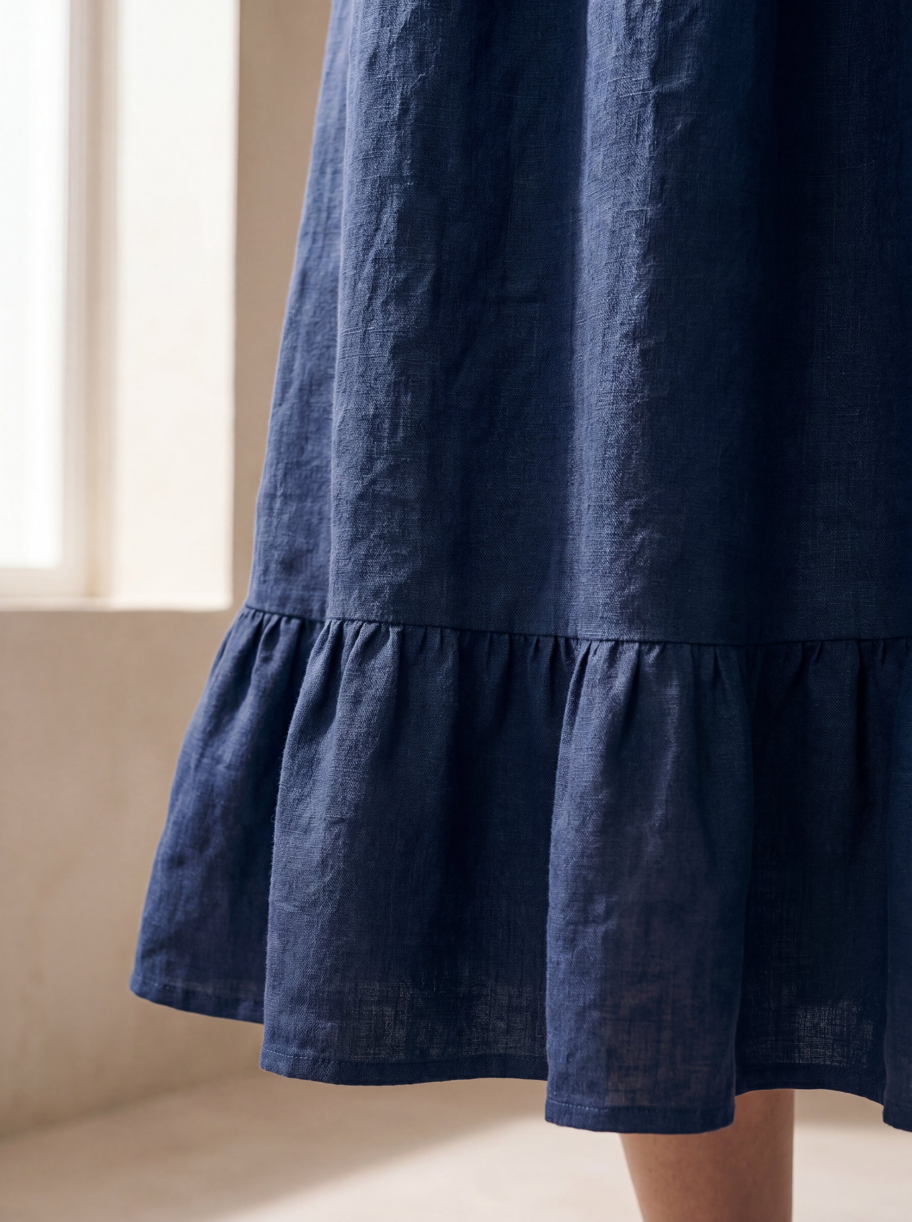 Vestido Midi Luiza Marinho — Detalhe 02 #Cor_Marinho