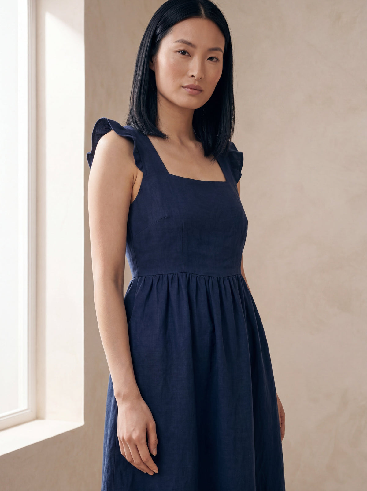 Vestido Midi Luiza Marinho — Frente 02 #Cor_Marinho