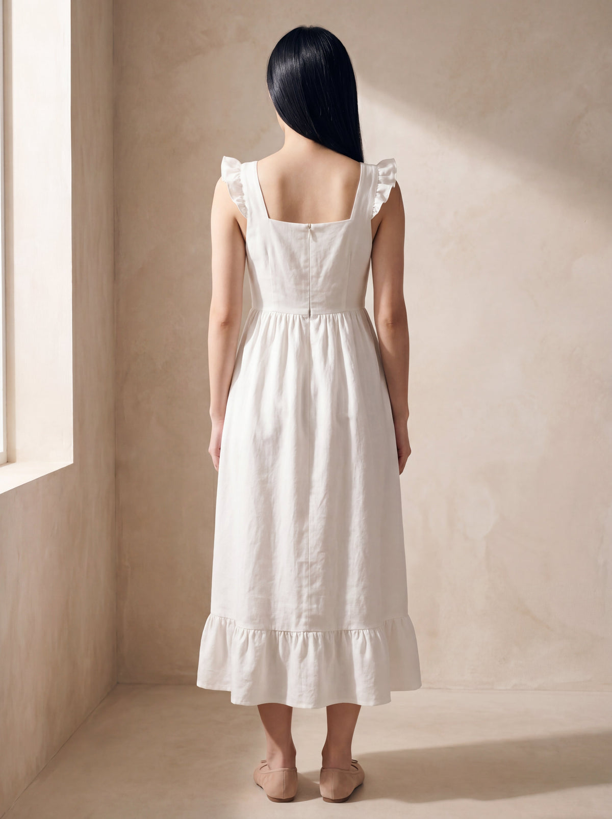 Vestido Midi Luiza Branco — Costas 01 #Cor_Branco