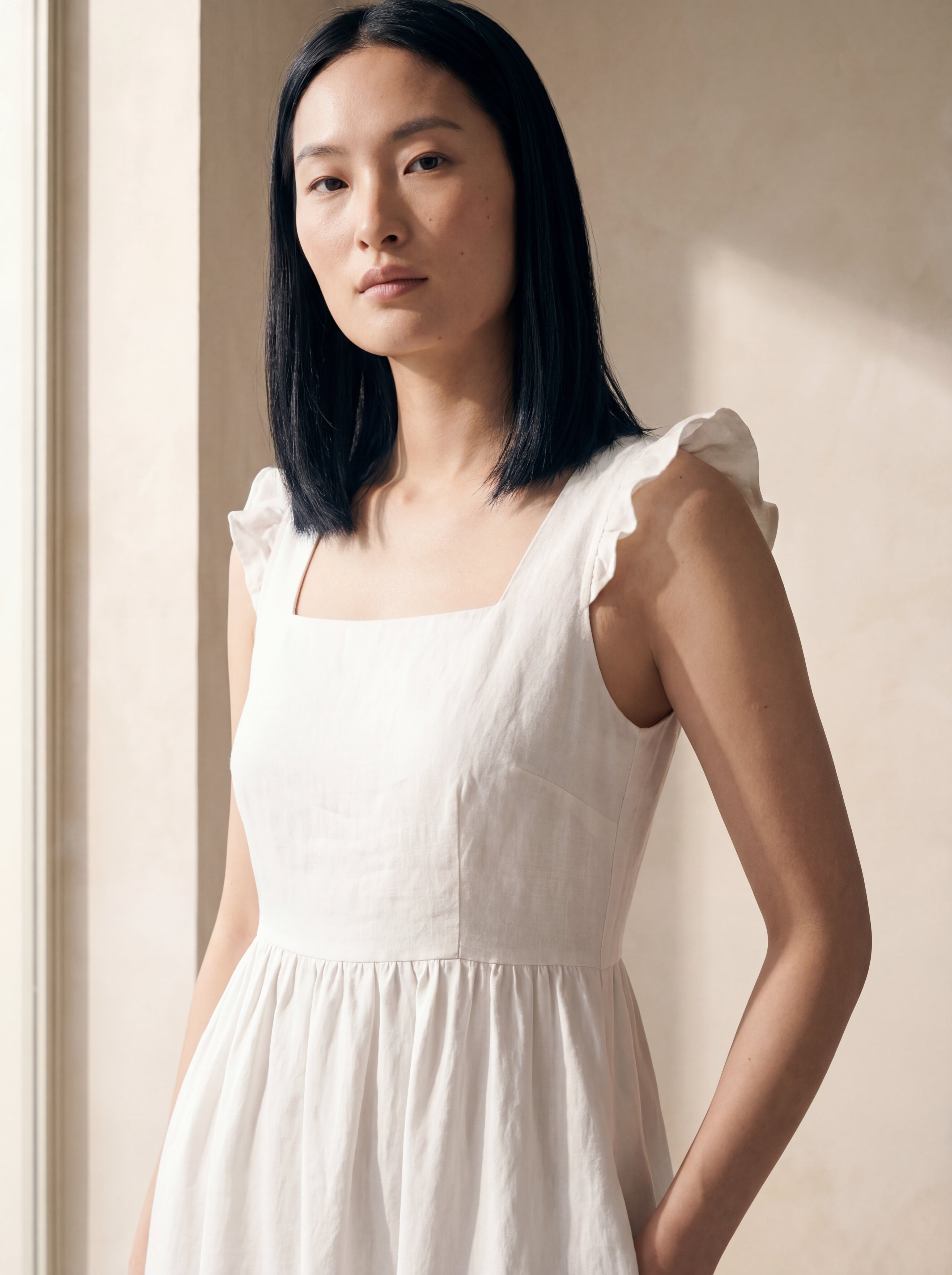 Vestido Midi Luiza Branco — Detalhe 02 #Cor_Branco