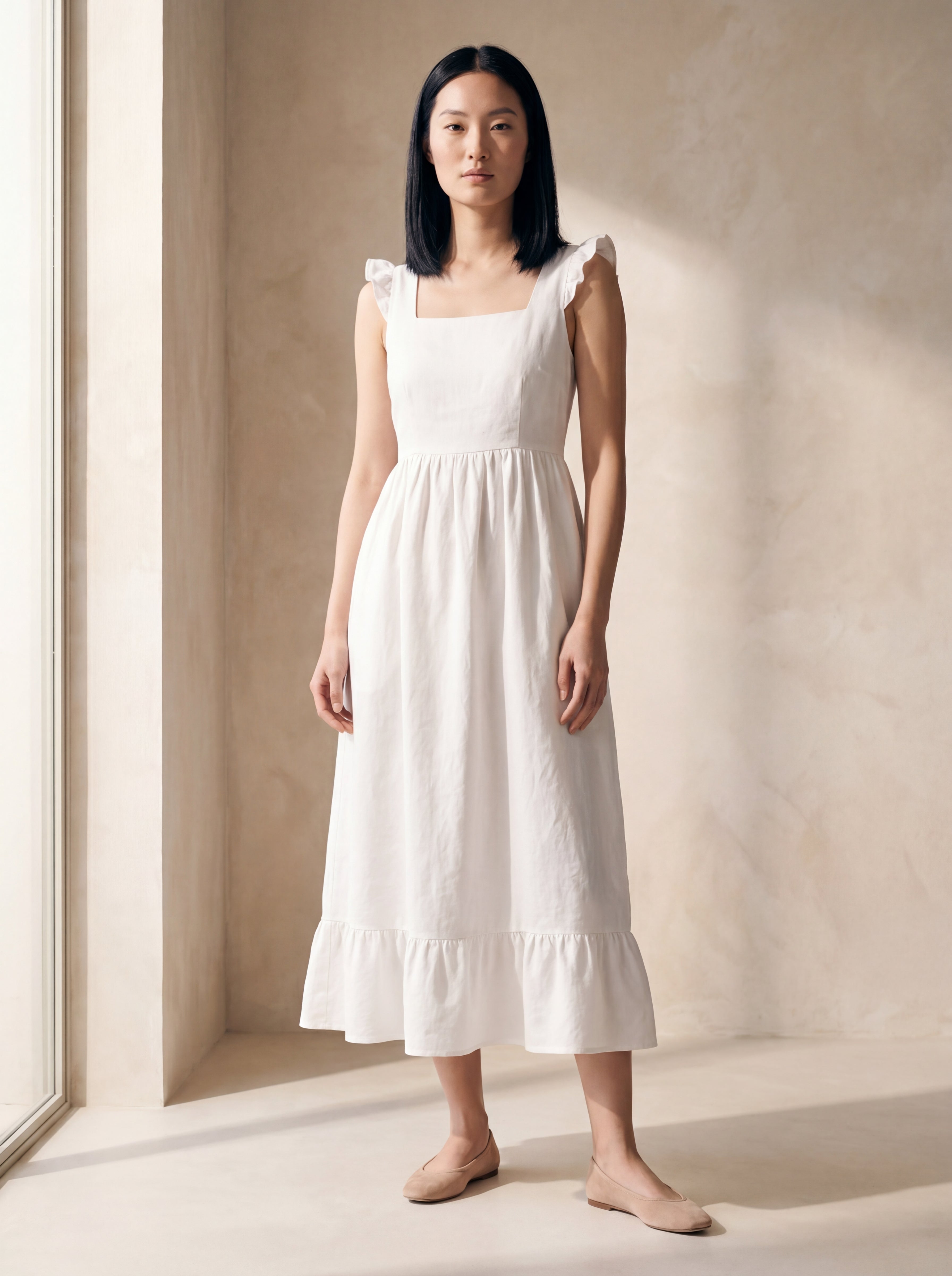 Vestido Midi Luiza Branco — Frente 02 #Cor_Branco