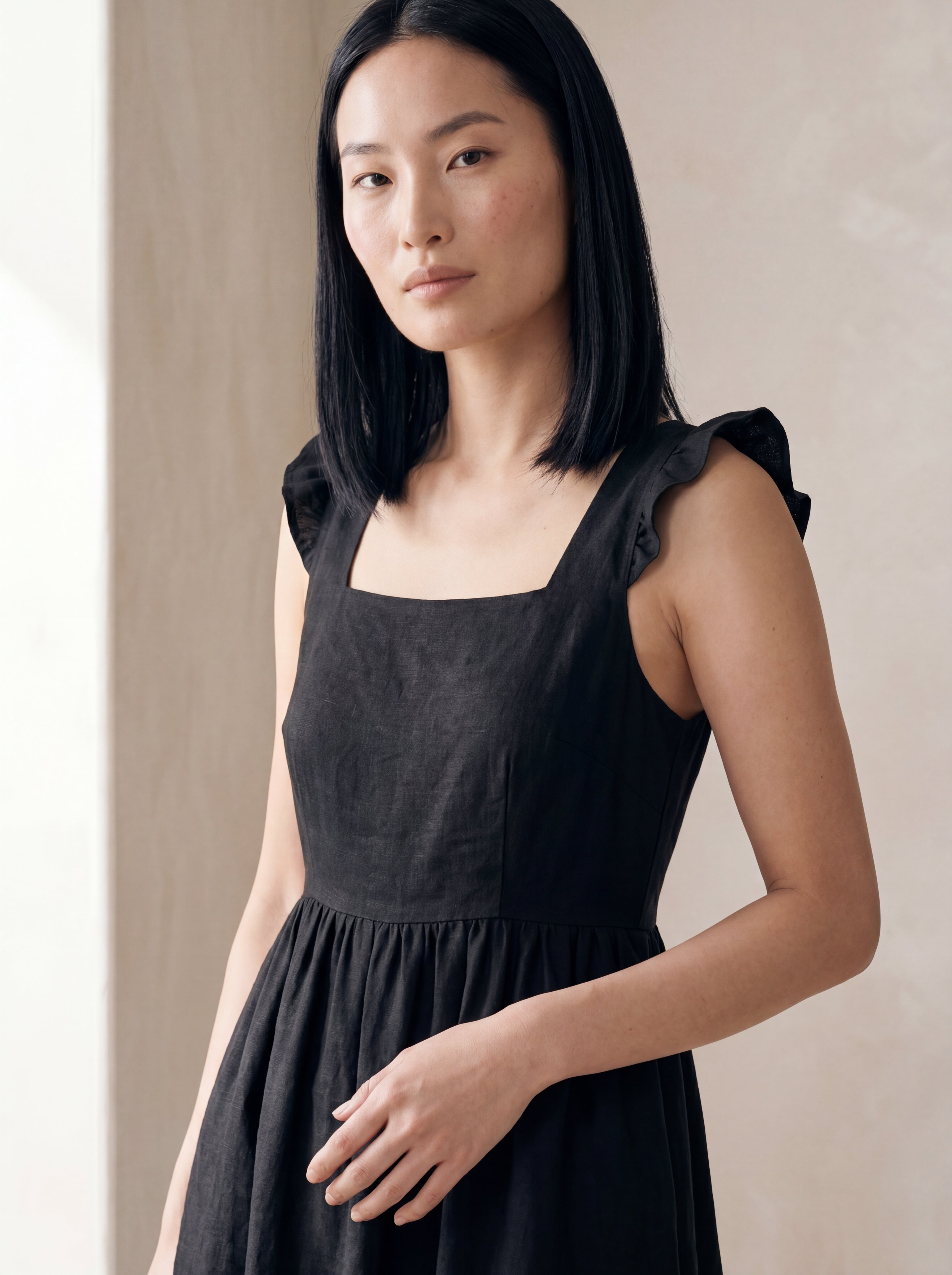 Vestido Midi Luiza Preto — Frente 02 #Cor_Preto