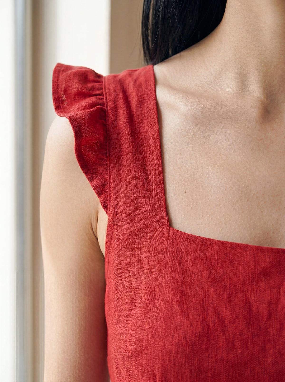 Vestido Midi Luiza Vermelho — Detalhe 02 #Cor_Vermelho