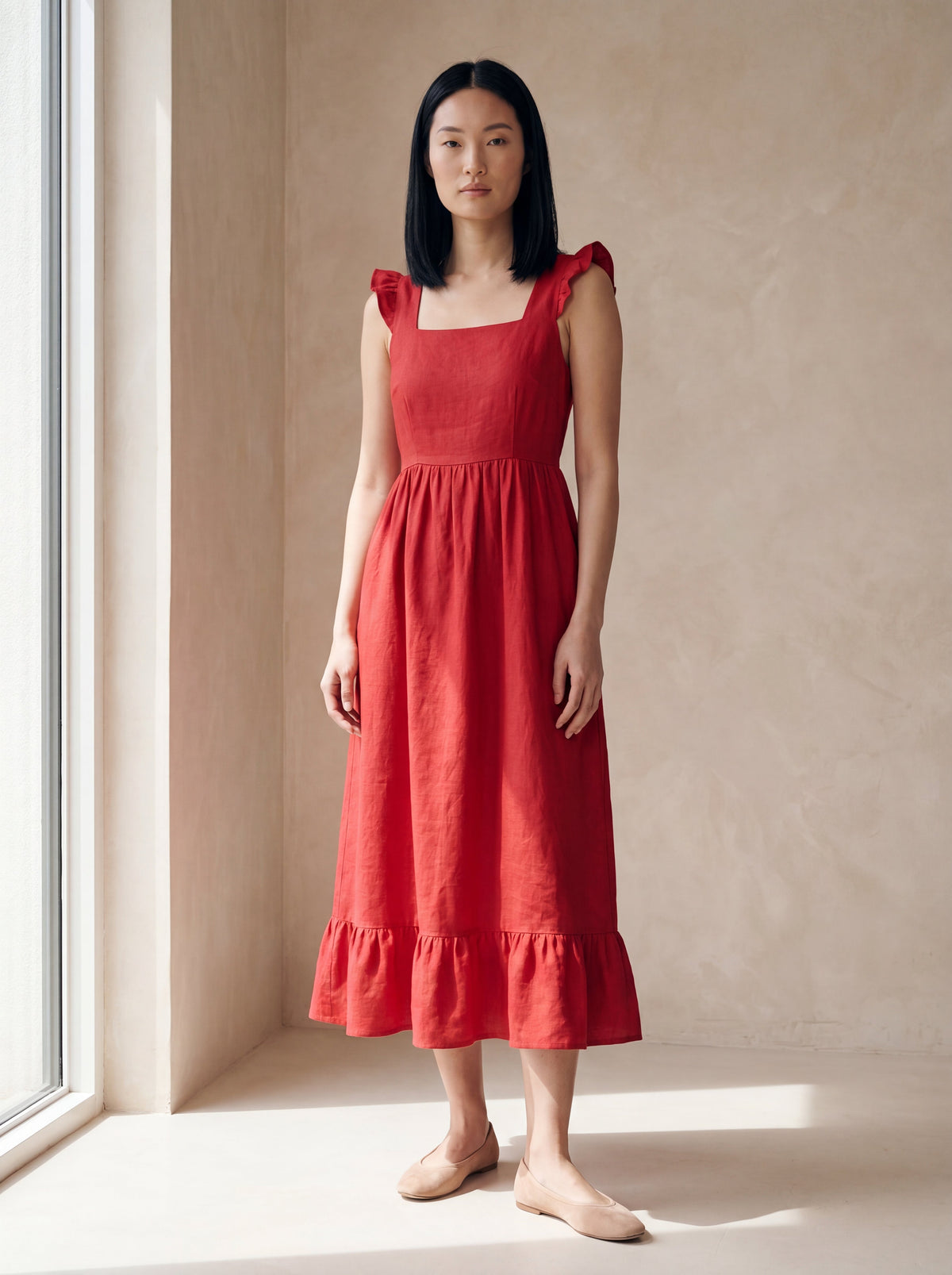 Vestido Midi Luiza Vermelho — Frente 03 #Cor_Vermelho