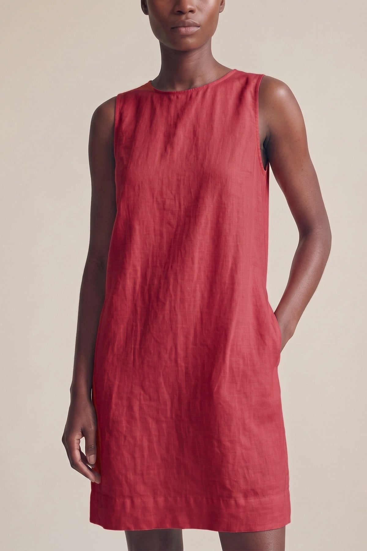 Vestido Alice Linho Puro Vermelho — Detalhe