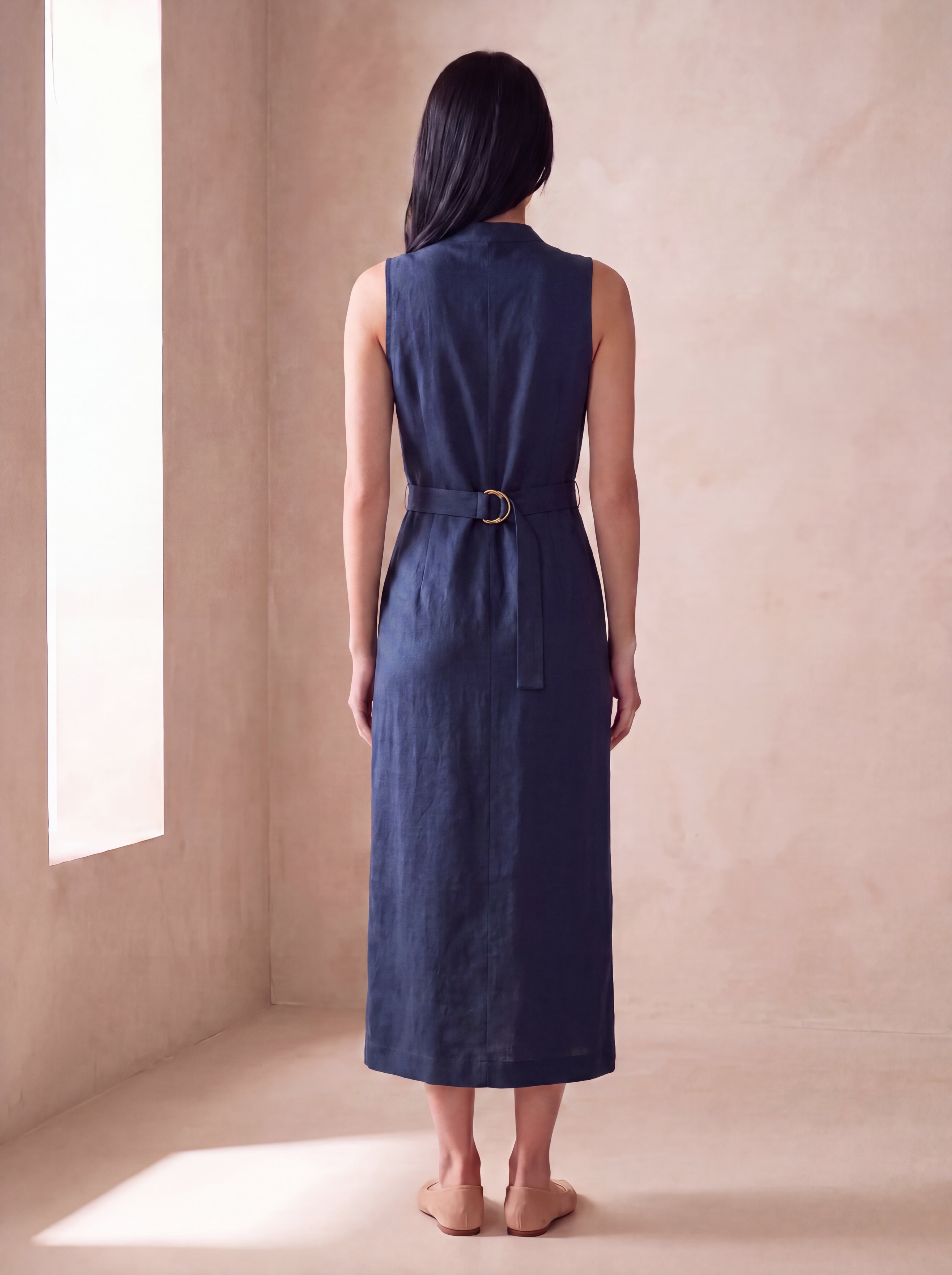 Vestido Midi Carol Marinho — Costas 01 #Cor_Marinho