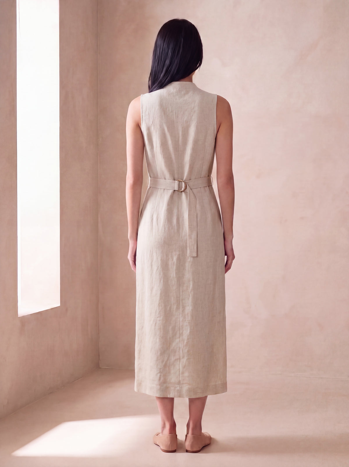 Vestido Midi Carol Cru — Costas 01 #Cor_Cru