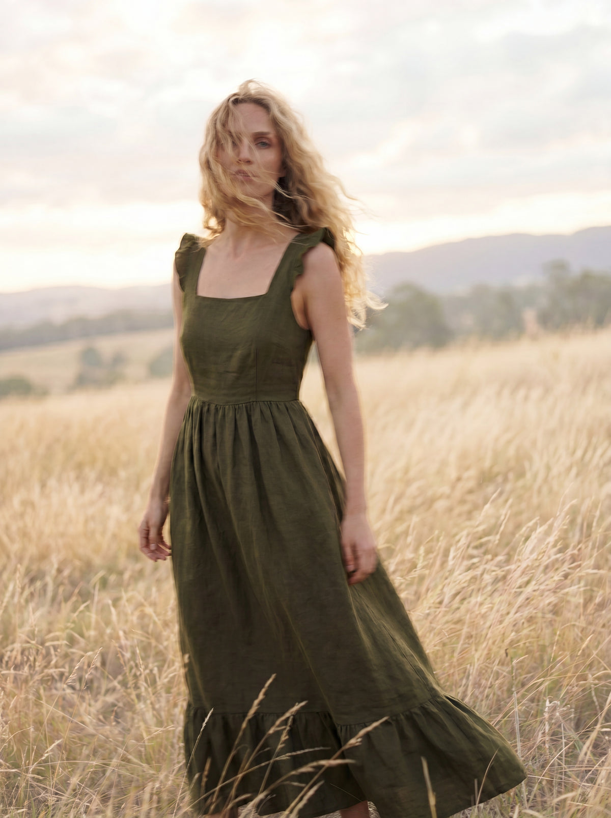 Vestido Midi Luiza Linho Puro