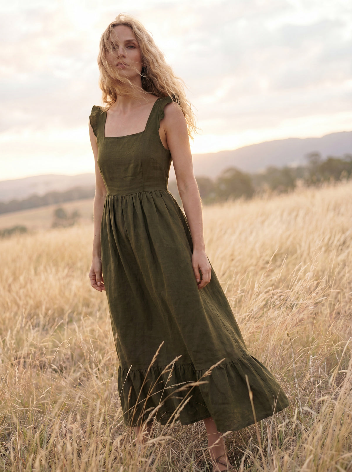 Vestido Midi Luiza Linho Puro