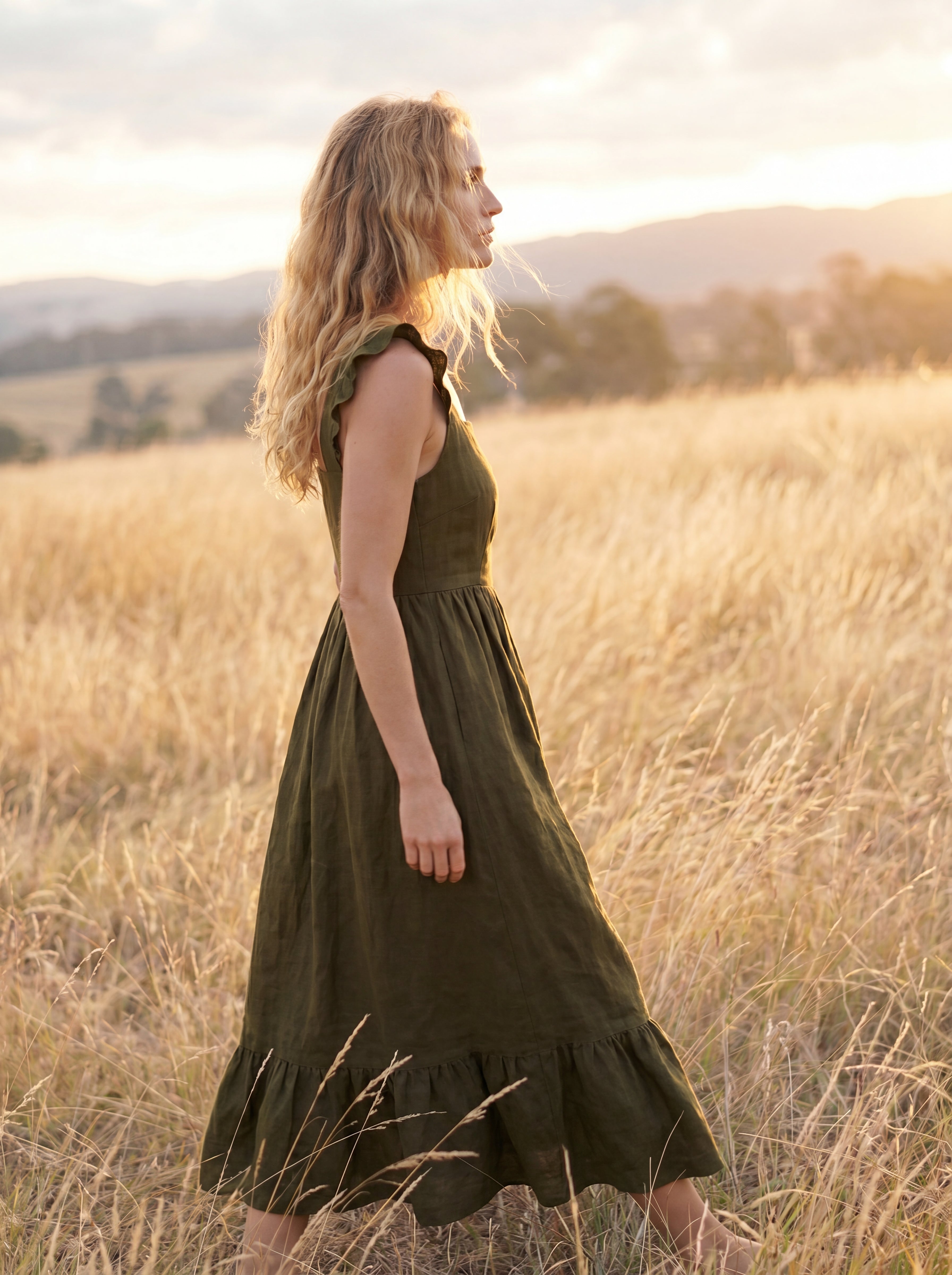 Vestido Midi Luiza Linho Puro