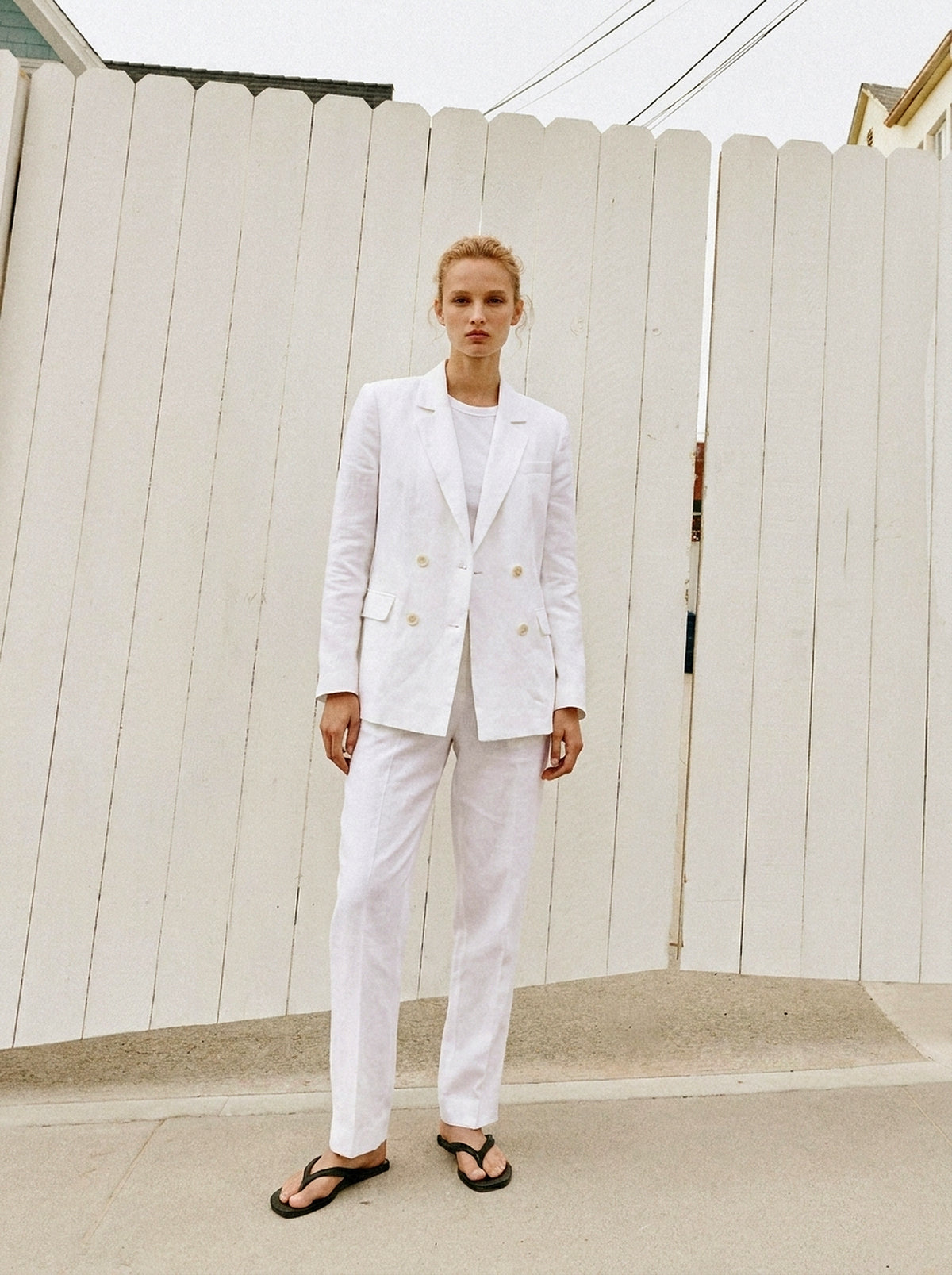 Blazer Diana Linho Puro Branco — Cerca Inteira