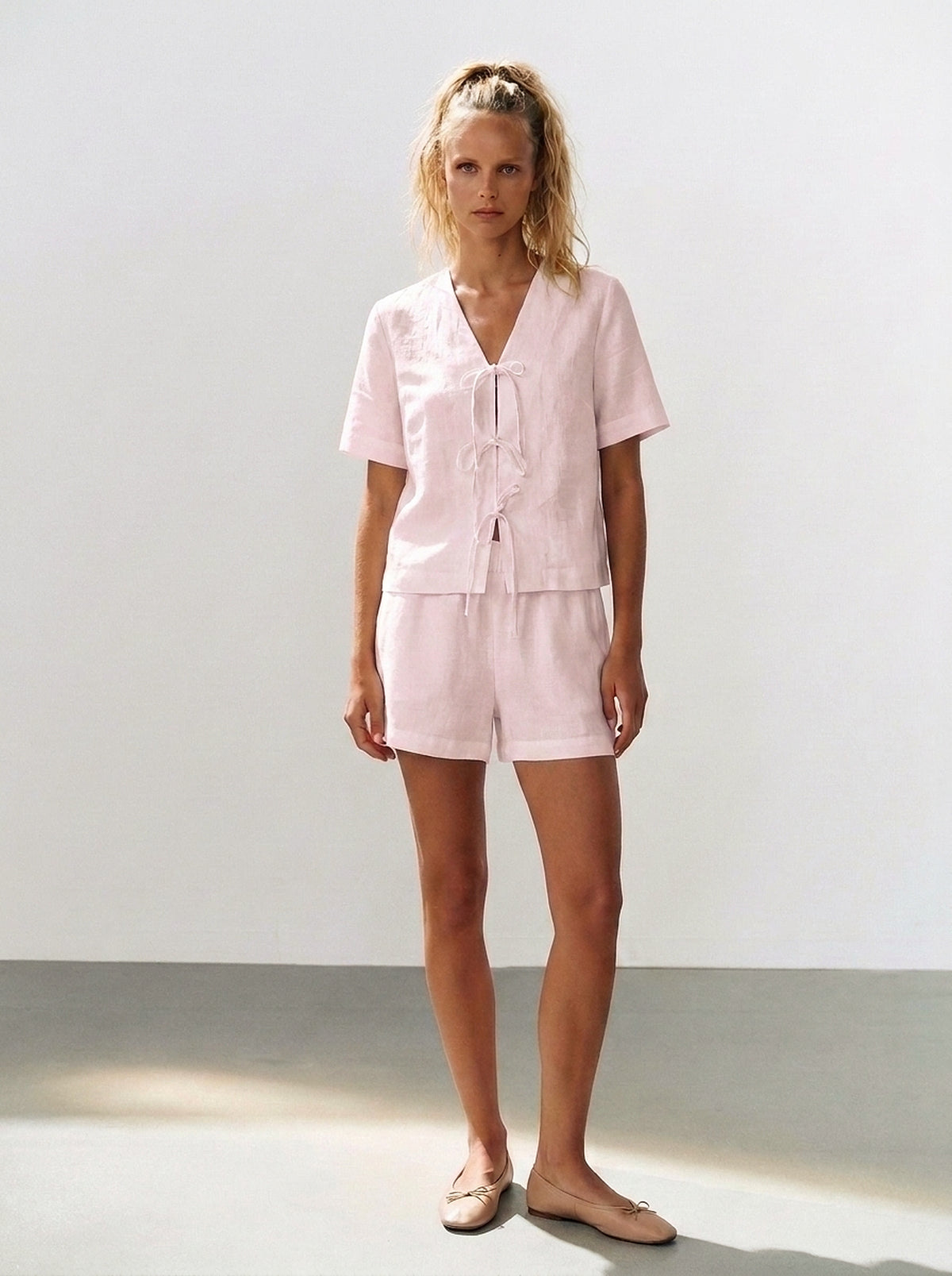 Blusa Laços Frontais Rosa Bebê — Estúdio Frente