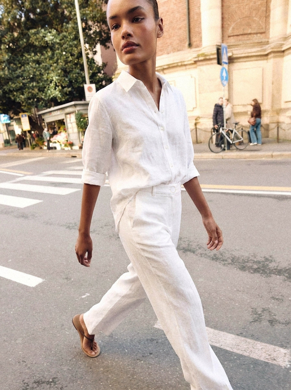 Calça Camila Linho Puro Branco — Rua Passo