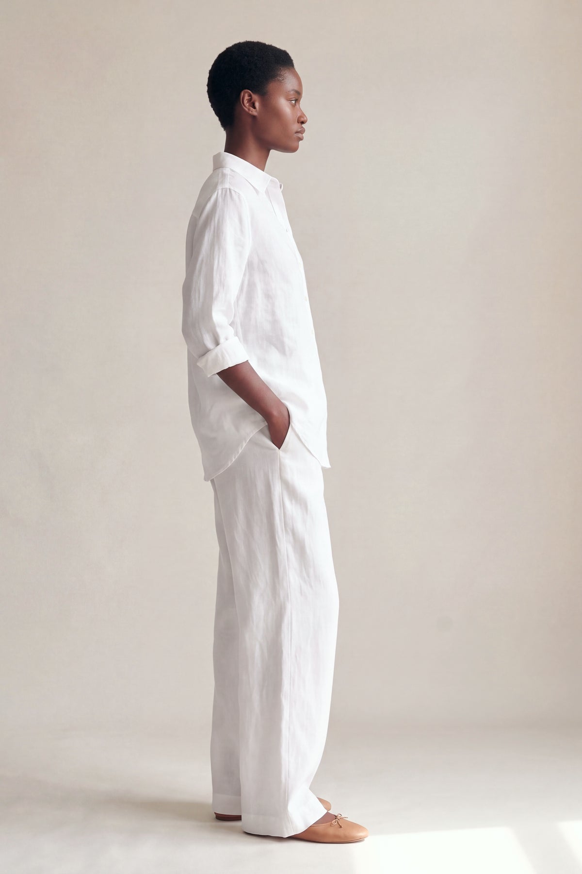 Conjunto Camisa Edi e Calça Camila Linho Puro · 2 peças Branco — Perfil #Cor_Branco