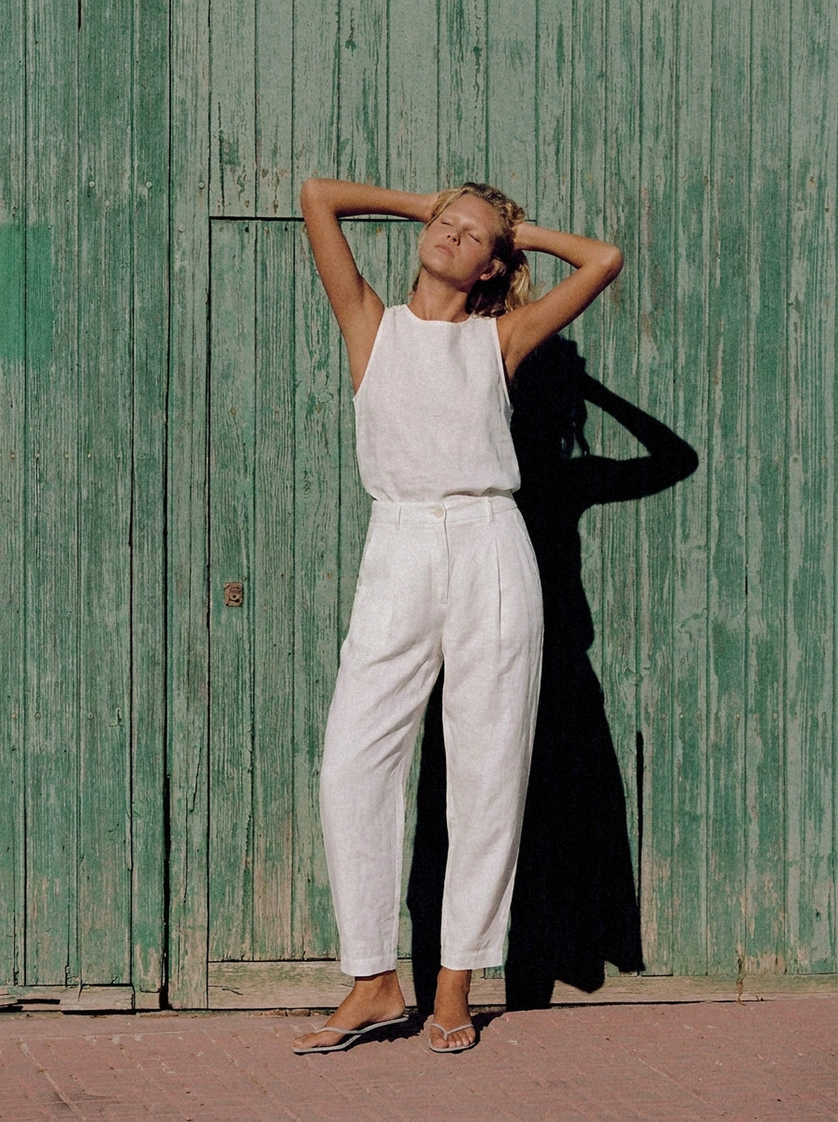 Calça Íris Linho Puro Branco — Porta Verde Sol
