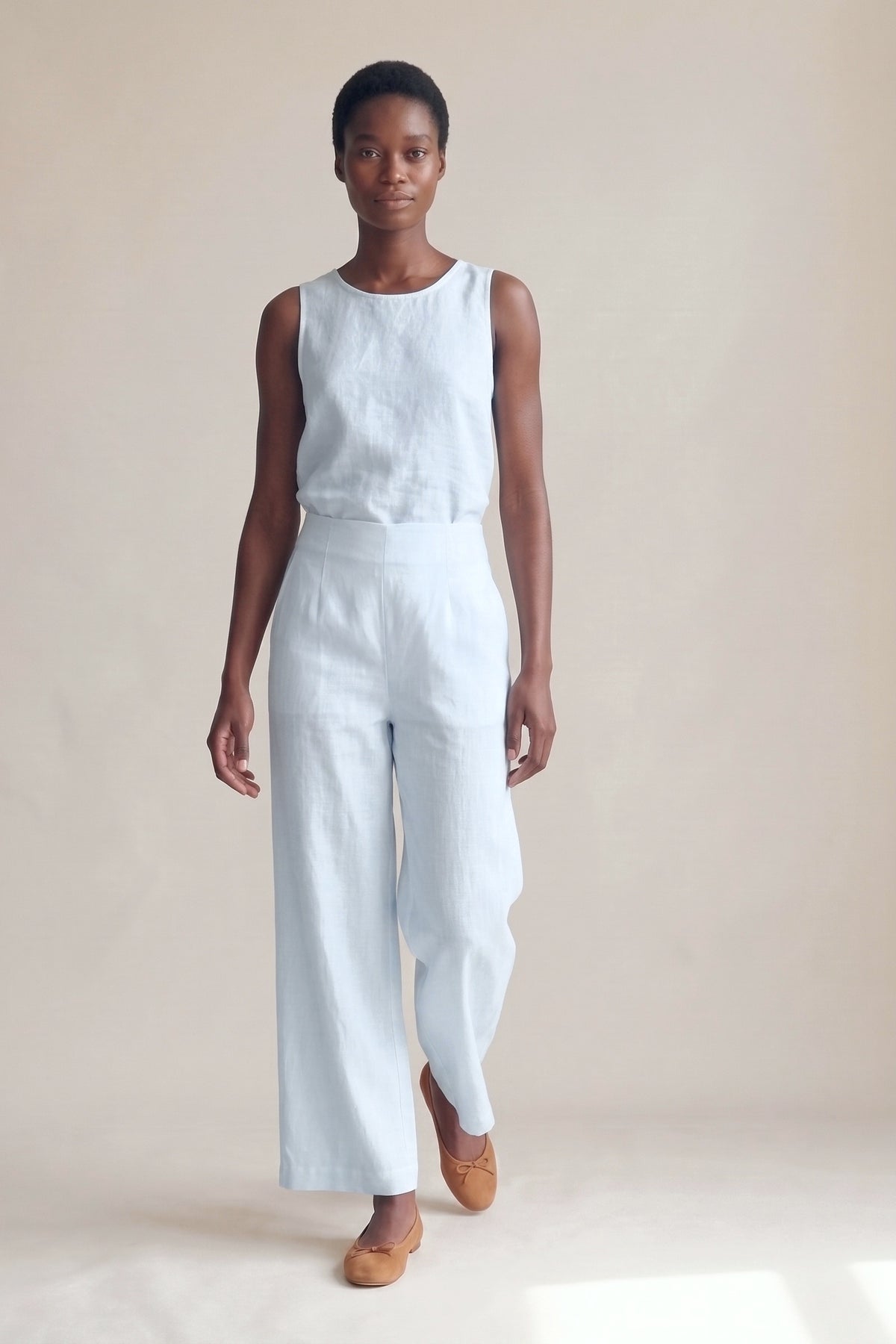 Calça Marina Linho Puro Azul Bebê — Andando #Cor_Azul Bebê