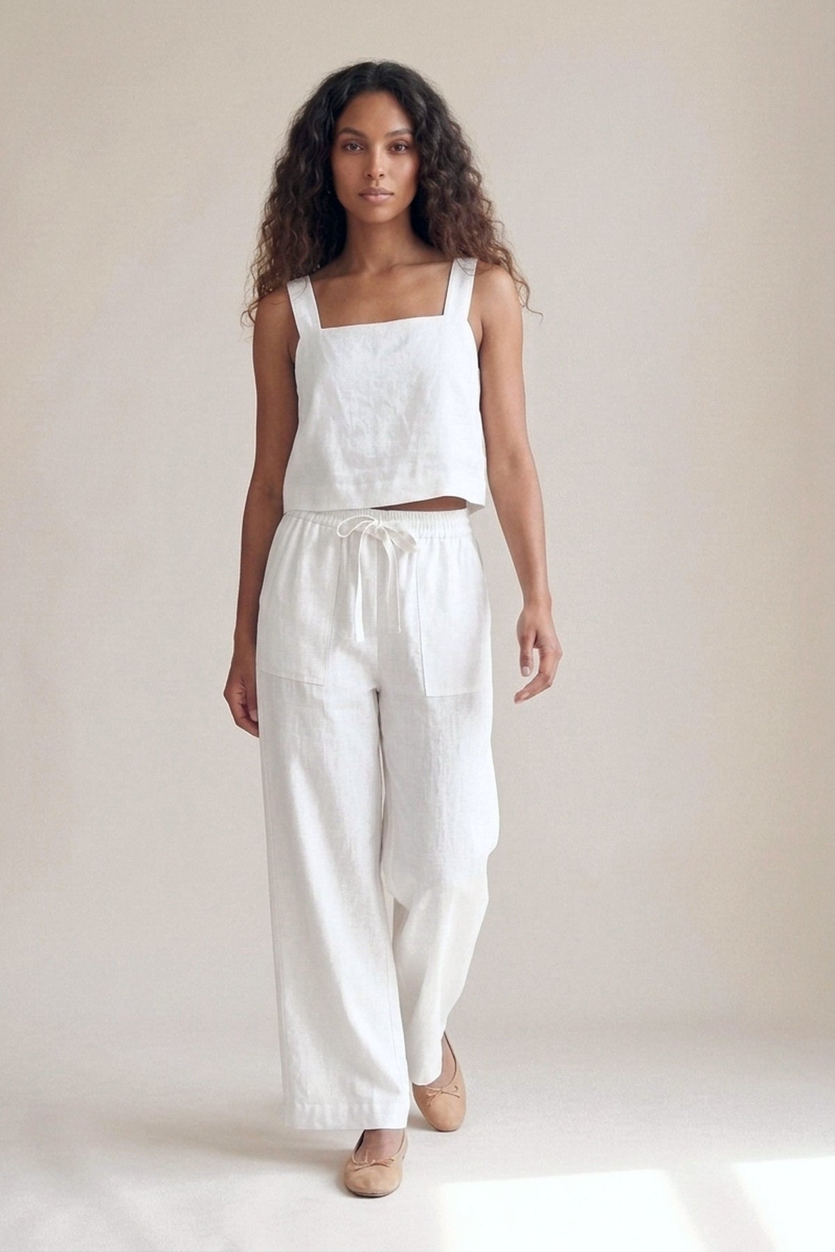 Calça Sandra Linho Puro Branco — Andando