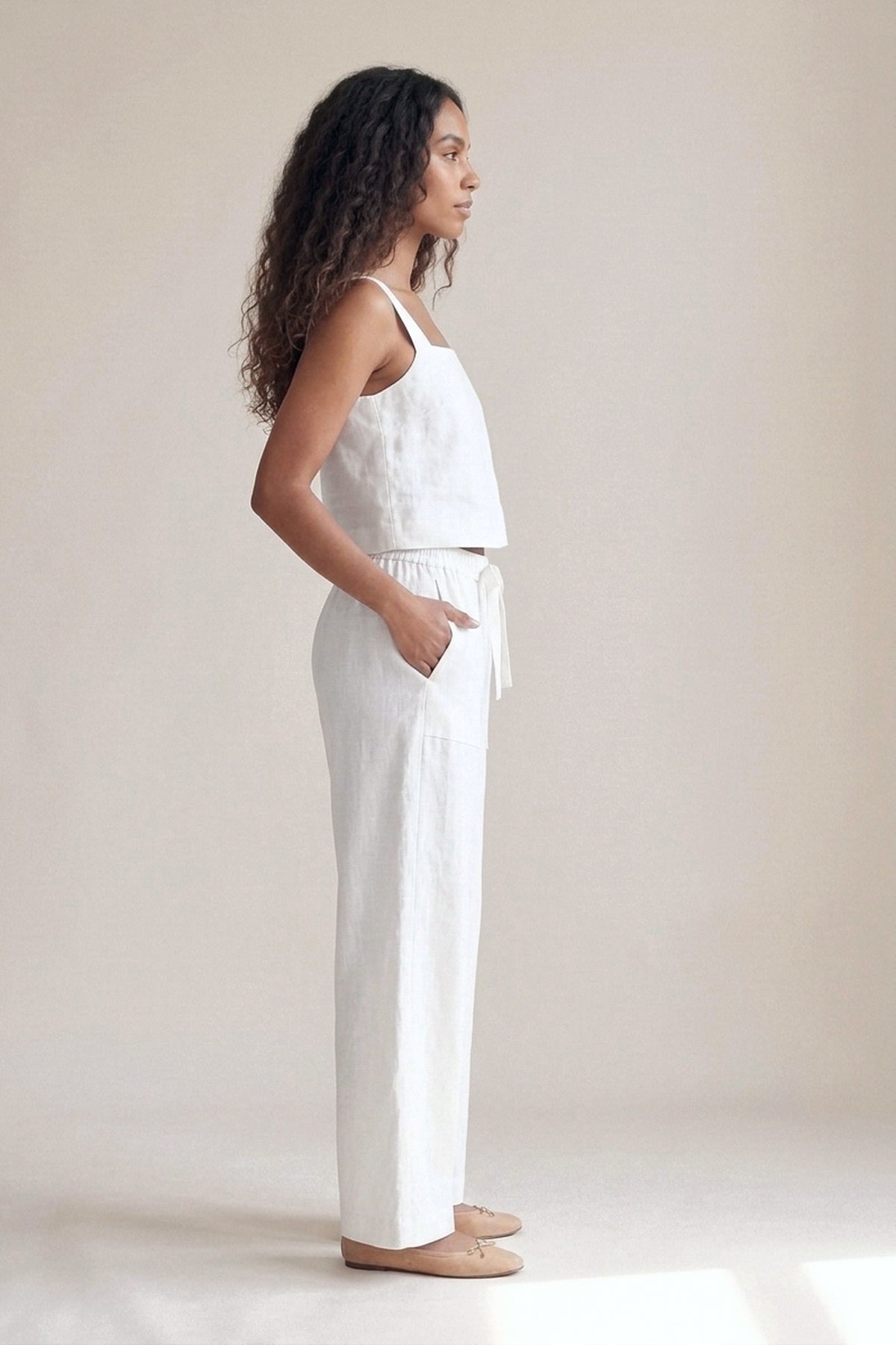 Calça Sandra Linho Puro Branco — Perfil