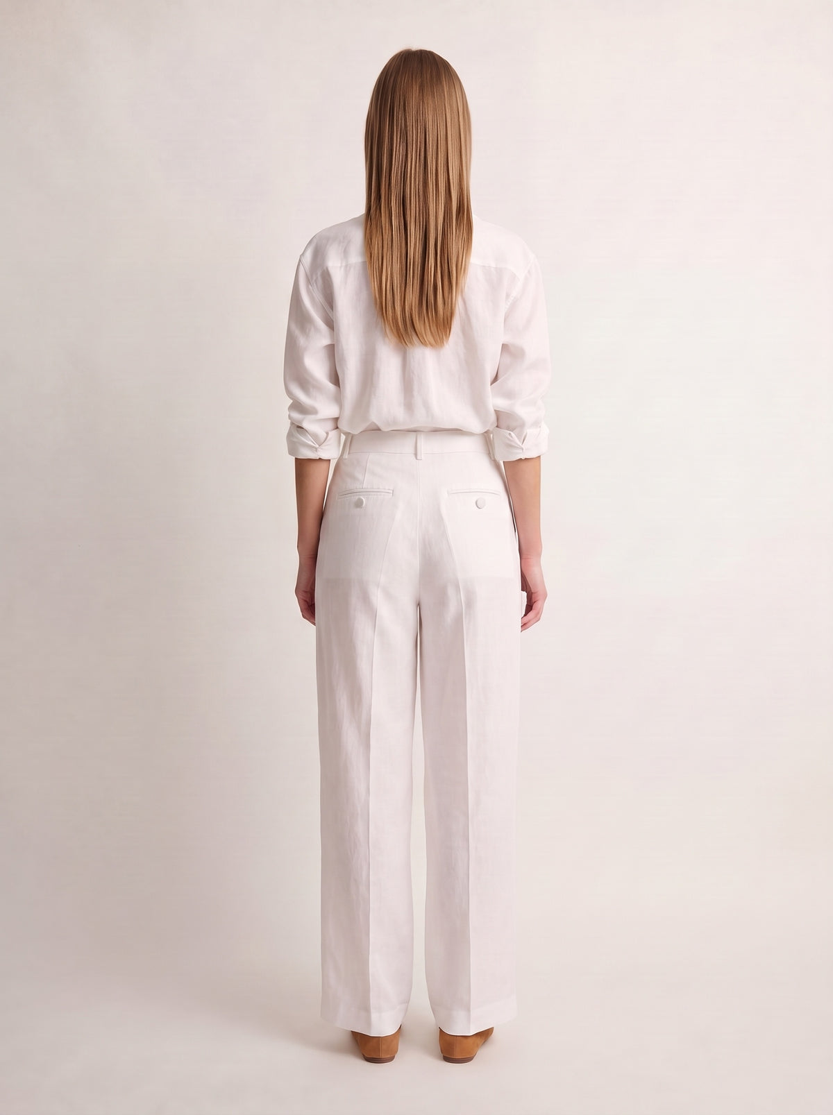 Calça Vera Linho Puro Branco — Costas