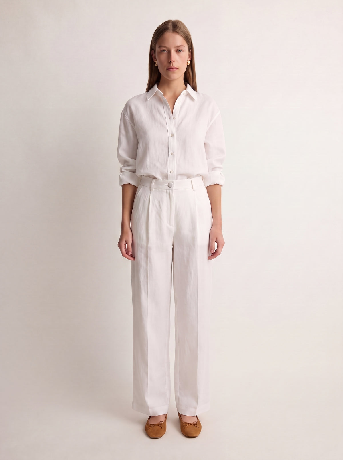 Calça Vera Linho Puro Branco — Frente