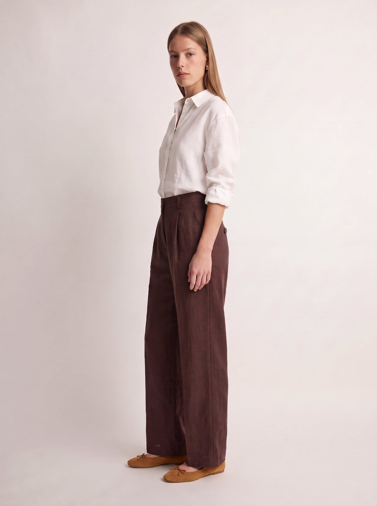 Calça Vera Linho Puro Chocolate — Look
