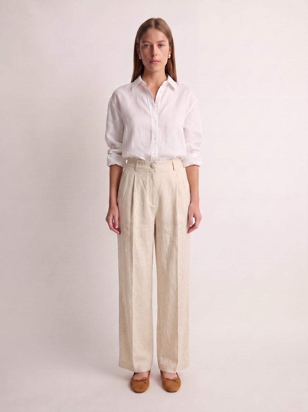Calça Vera Linho Puro Cru — Frente