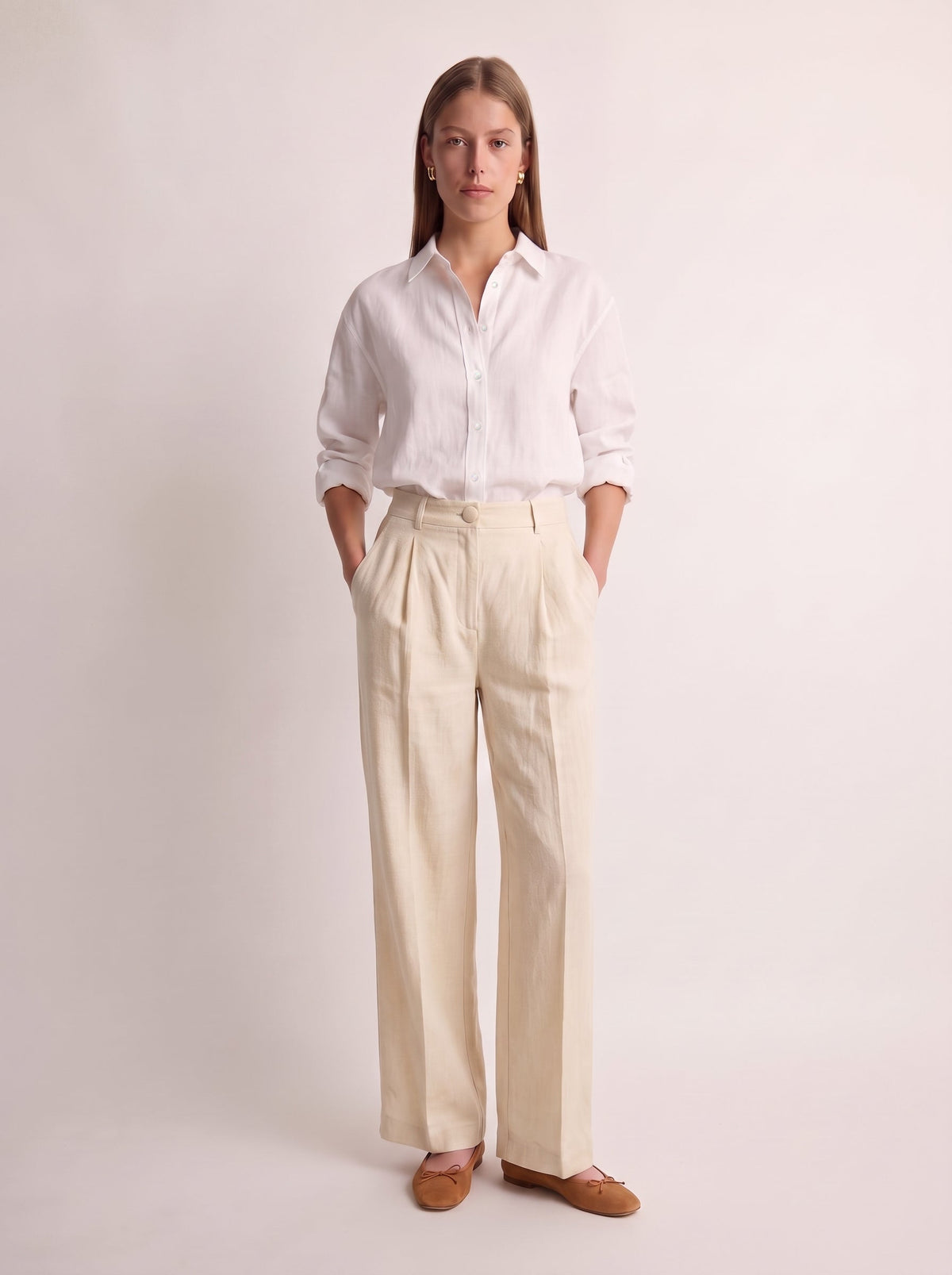Calça Vera Linho Puro Cru — Look