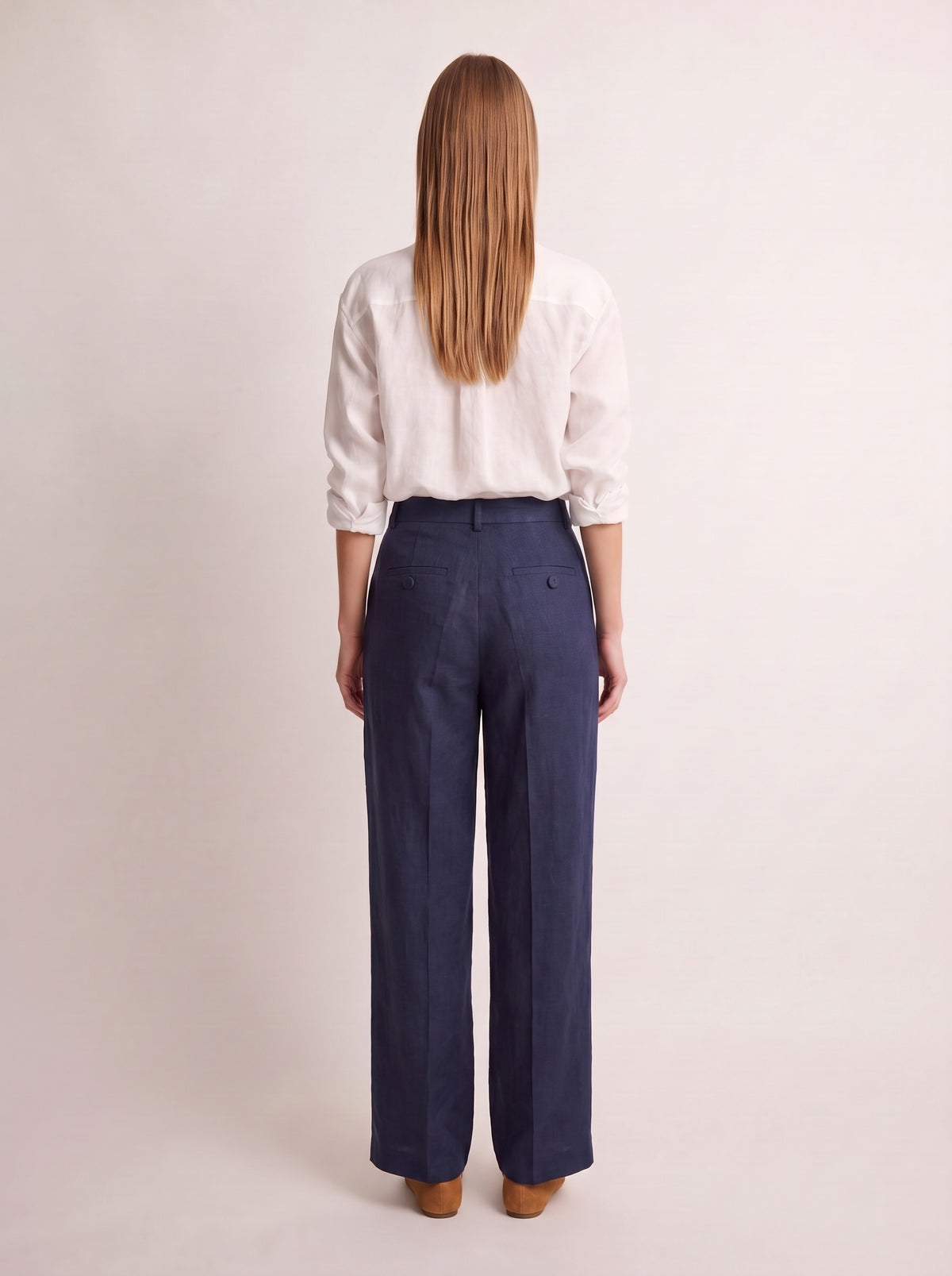 Calça Vera Linho Puro Marinho — Costas