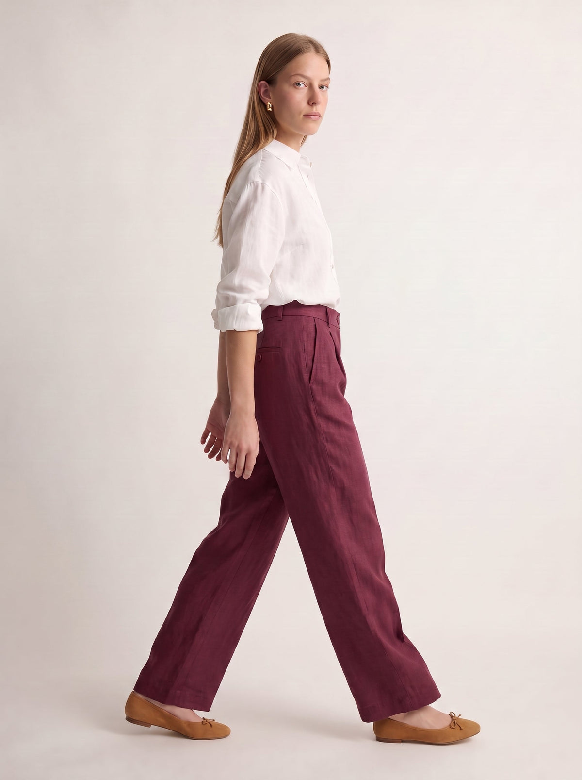 Calça Vera Linho Puro Marsala — Look