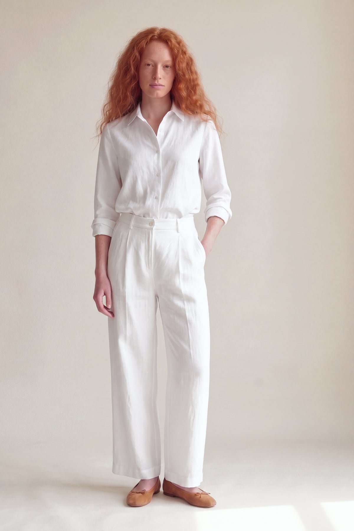 Calça Vera Linho Puro Branco — Frente