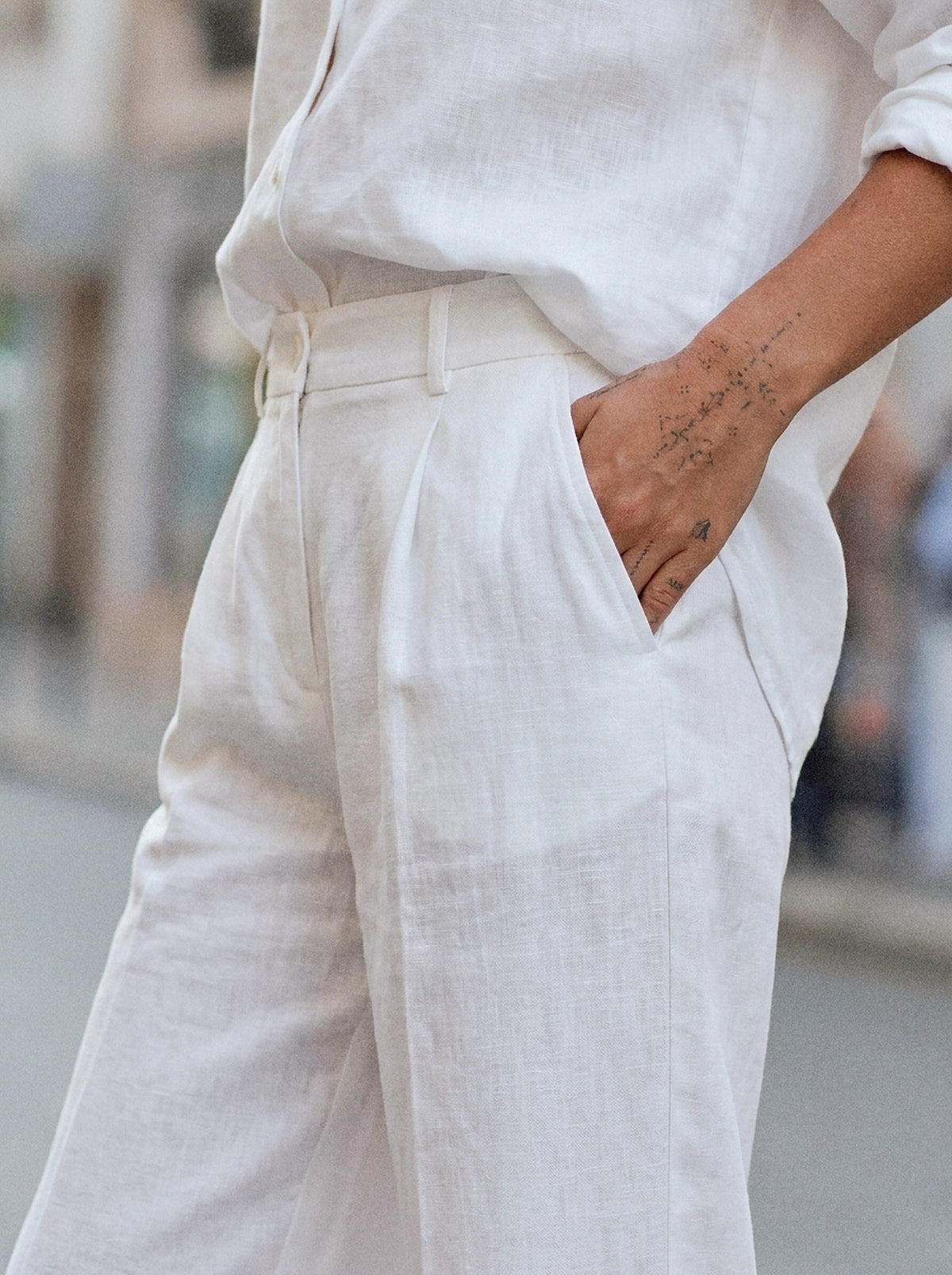Calça Vera Linho Puro Branco — Paris Detalhe