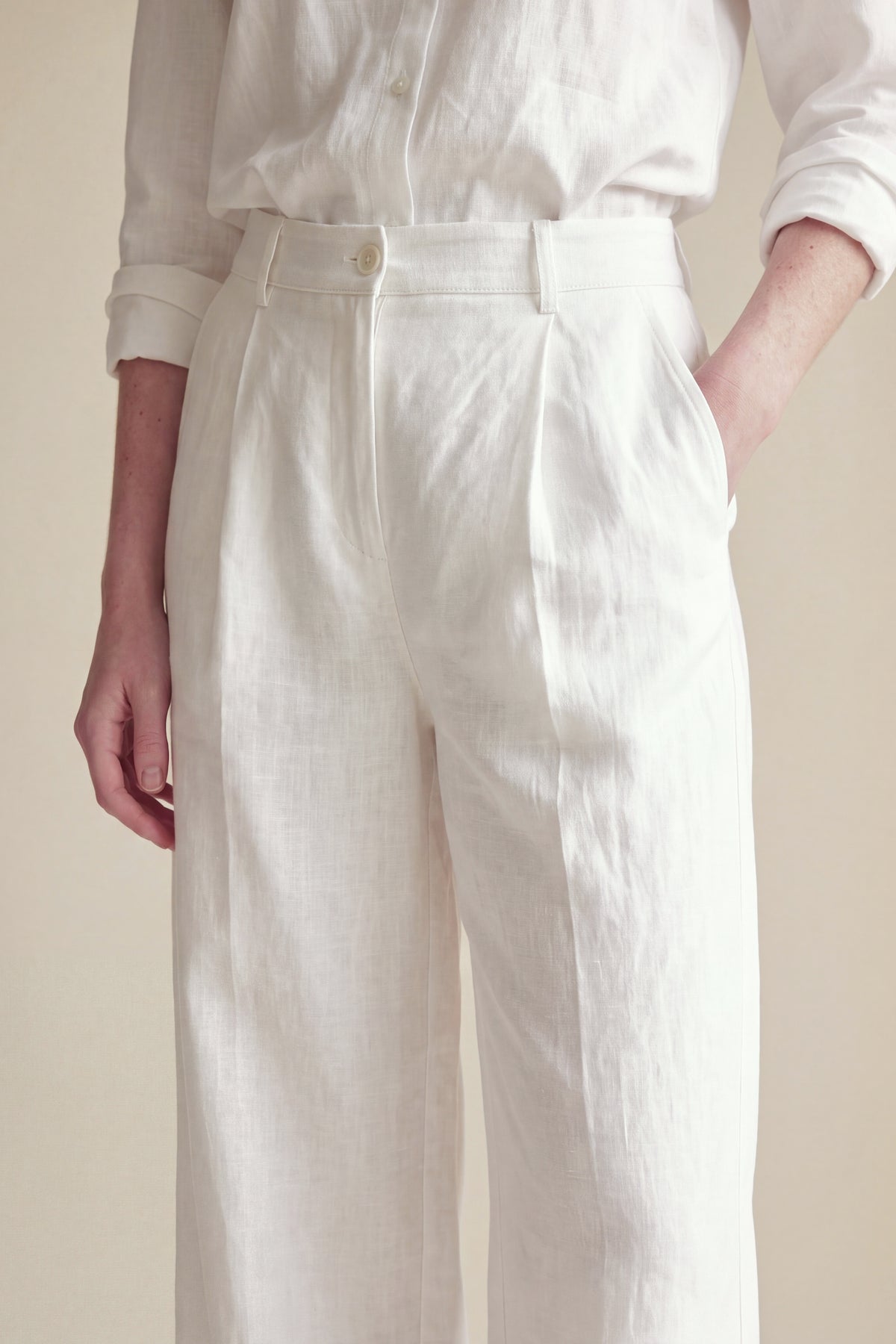 Calça Vera Linho Puro Branco — Detalhe