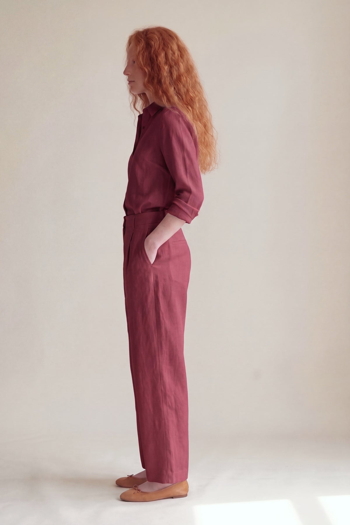 Calça Vera Linho Puro Marsala — Perfil