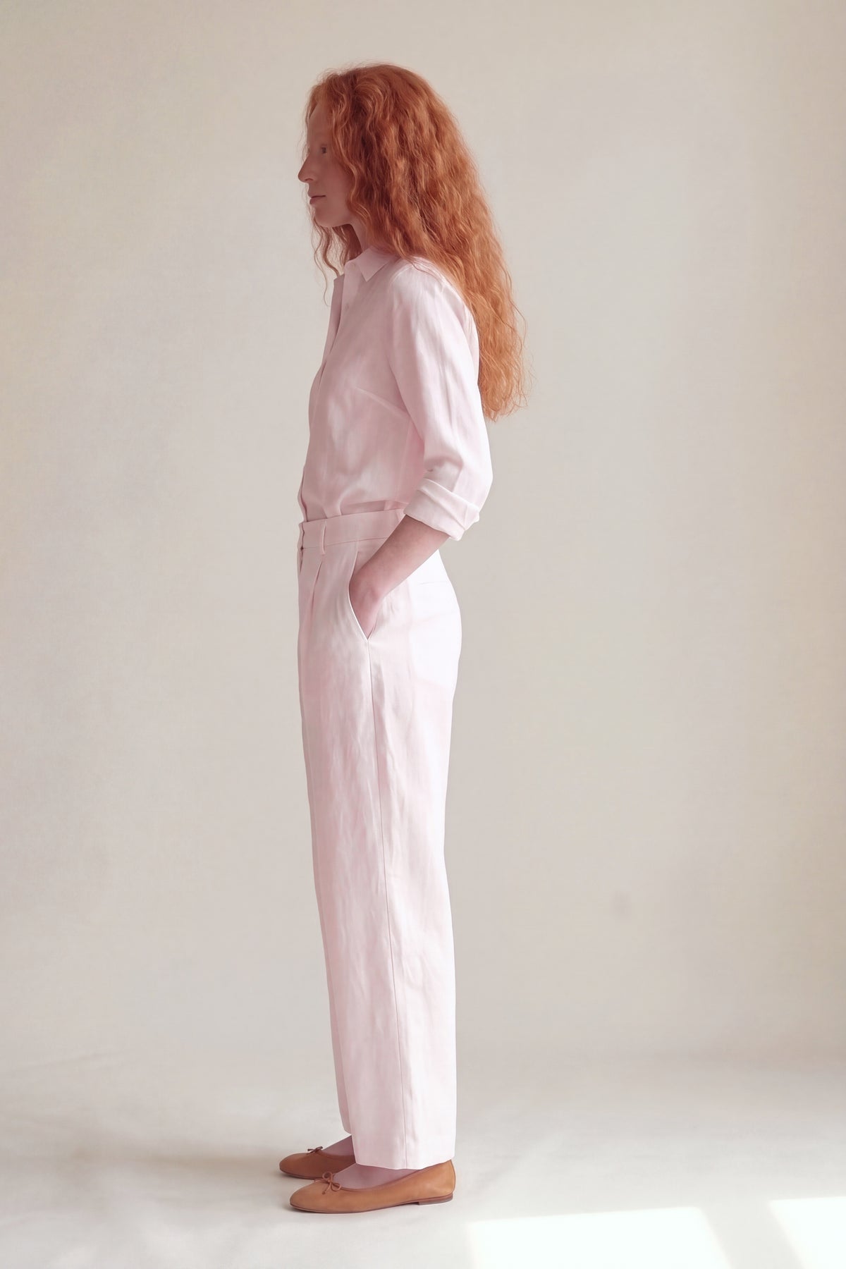 Calça Vera Linho Puro Rosa Bebê — Perfil