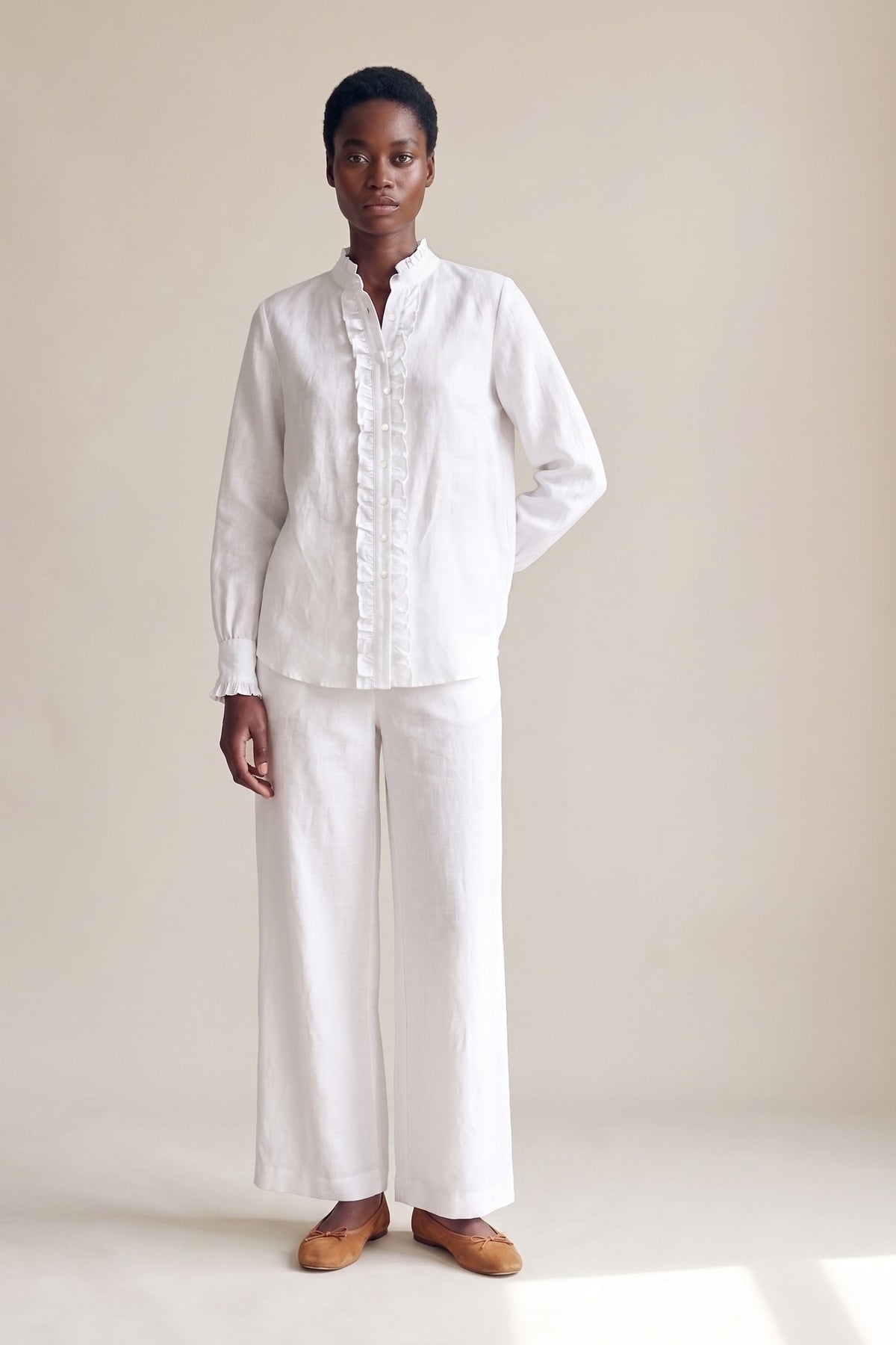 Camisa Ângela Linho Puro Branco — Frente
