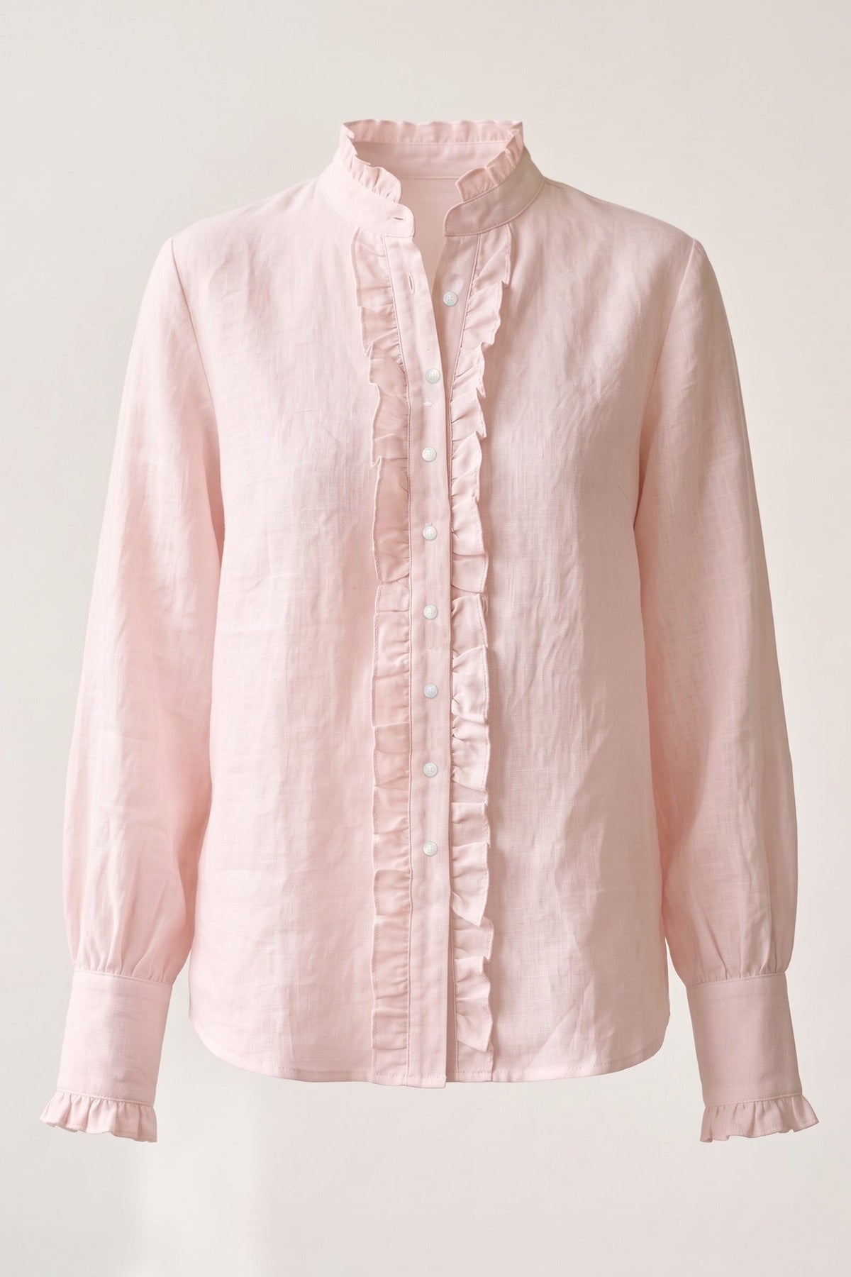 Camisa Ângela Linho Puro Rosa Bebê — Peça