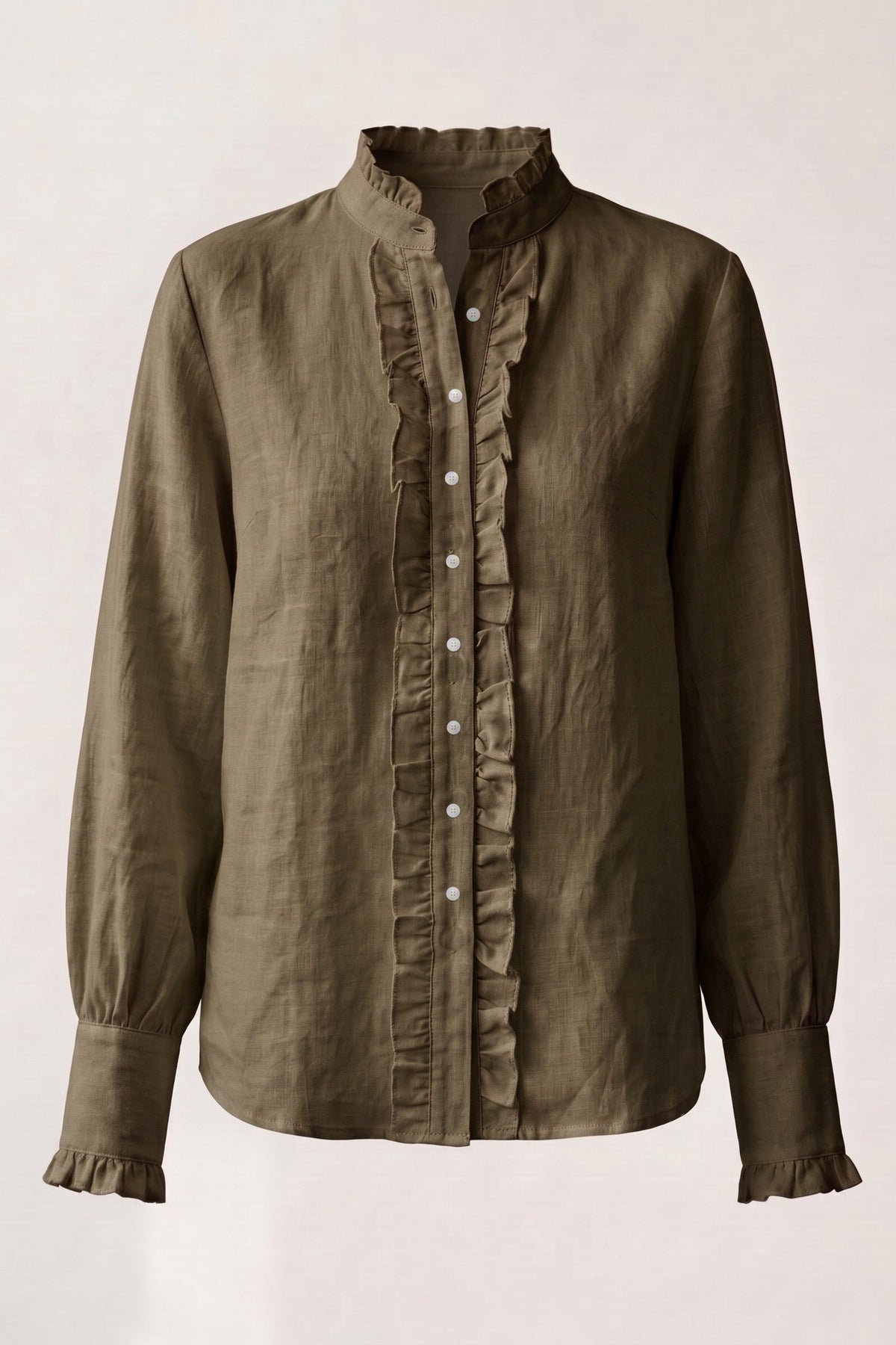 Camisa Ângela Linho Puro Verde Militar — Peça