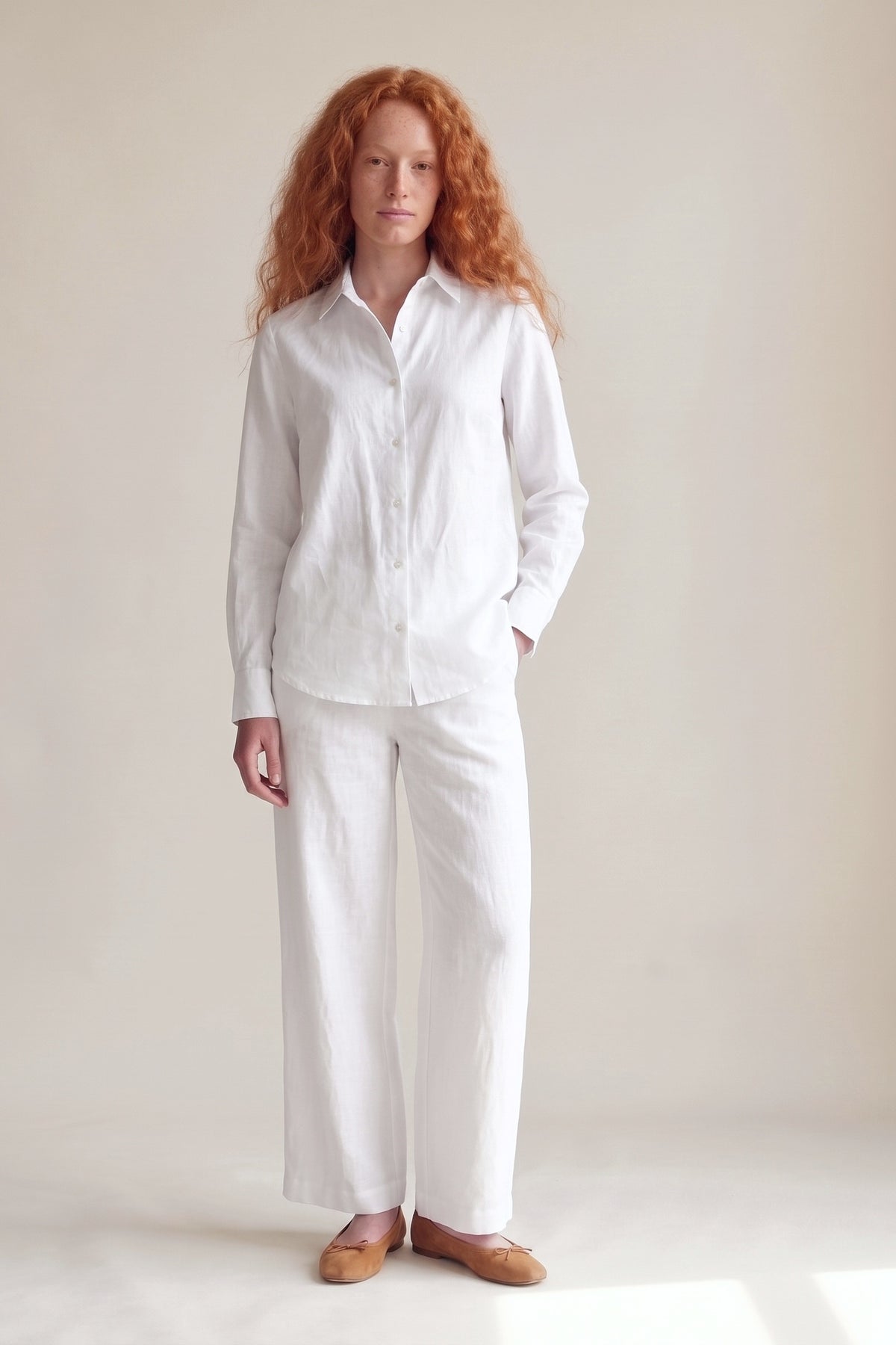 Camisa Edi Linho Puro Branco — Frente