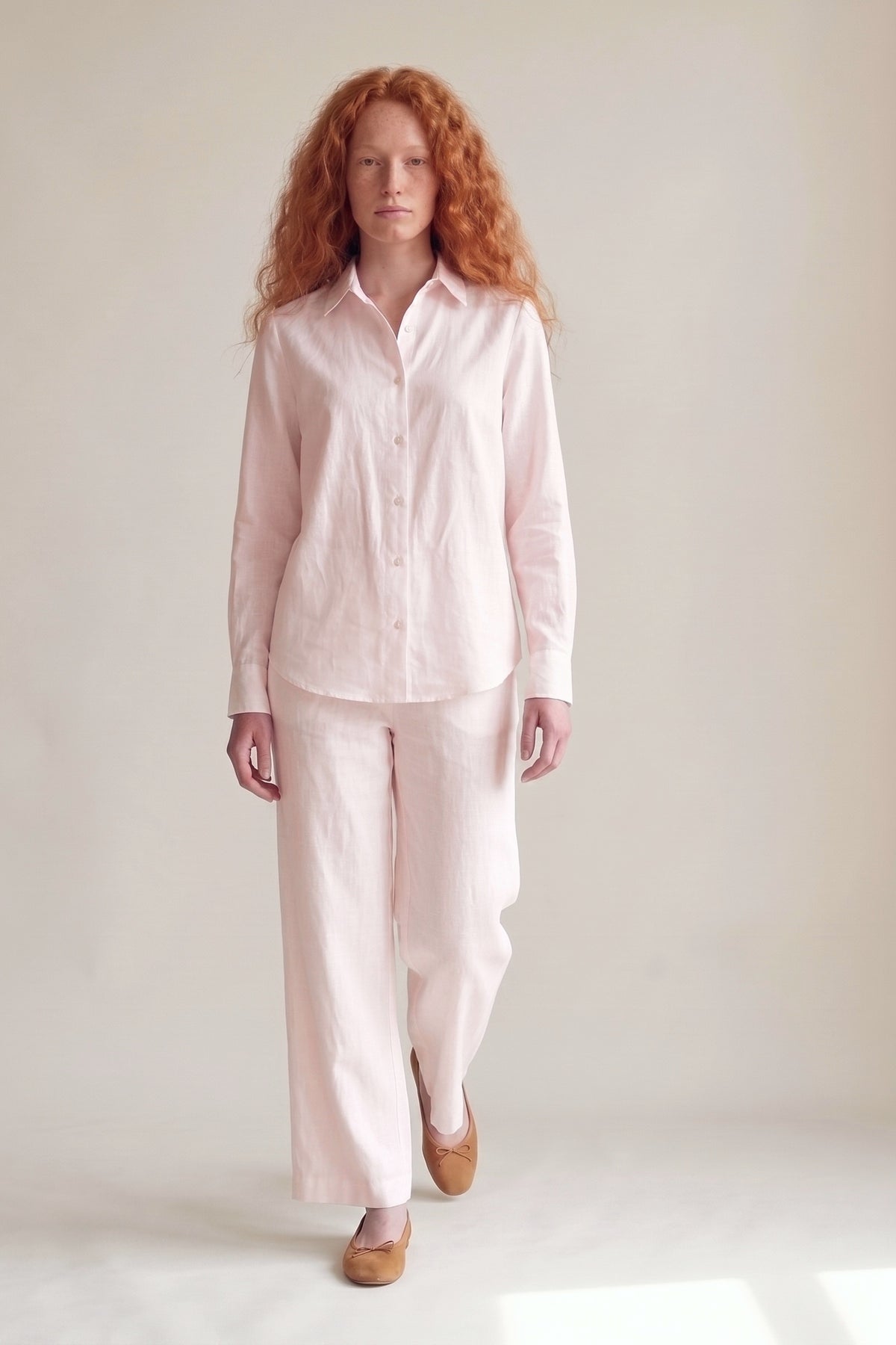 Camisa Edi Linho Puro Rosa Bebê — Andando