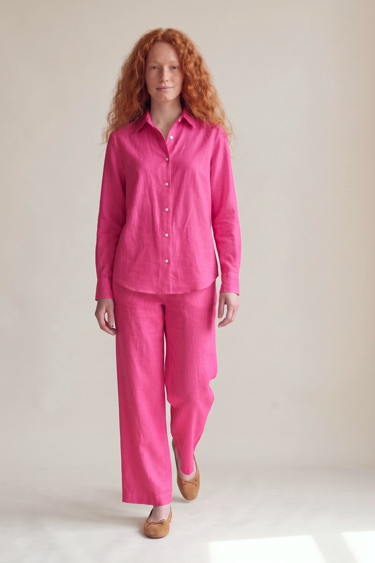 Camisa Edi Linho Puro Pink — Andando