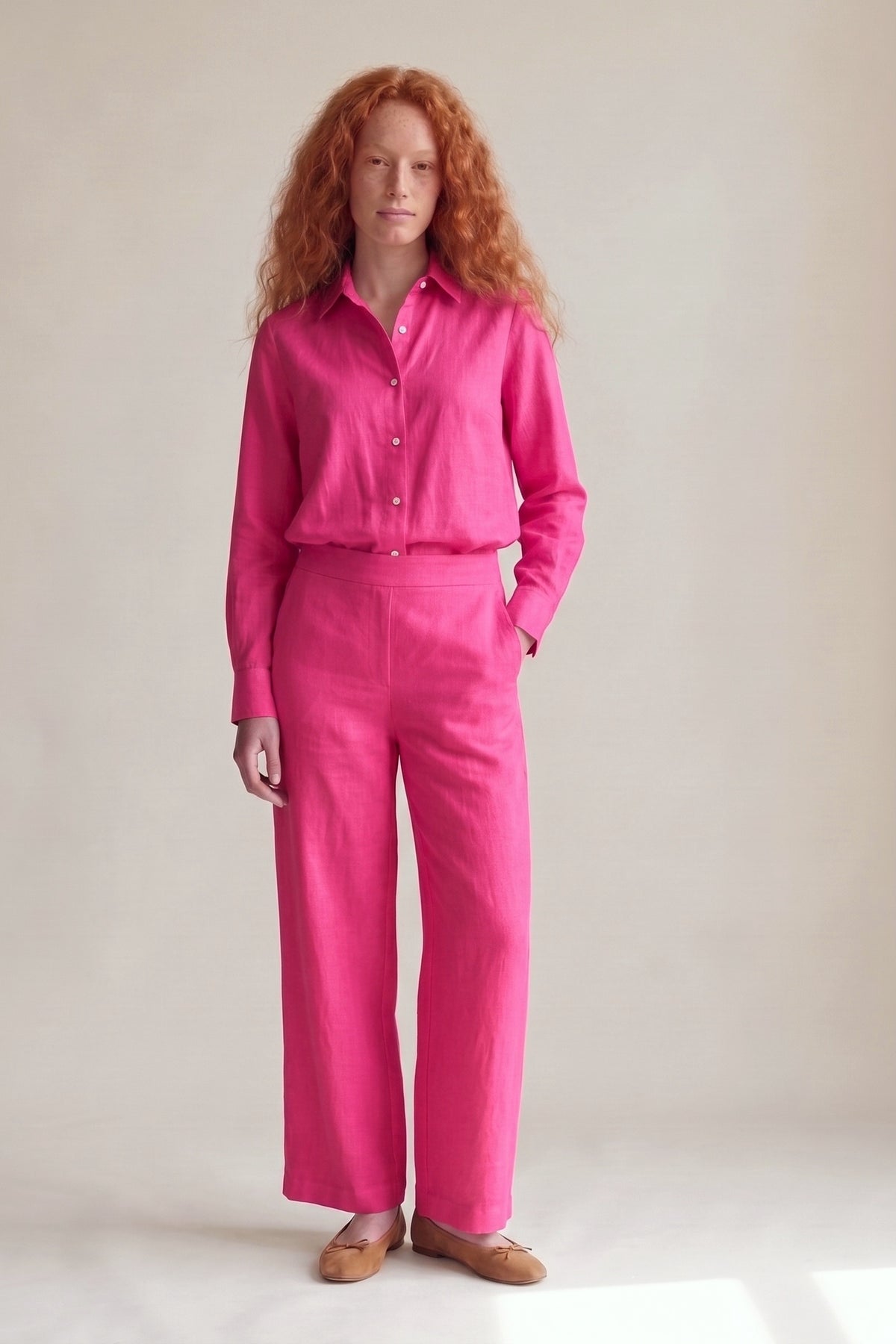 Camisa Edi Linho Puro Pink — Por dentro da calça