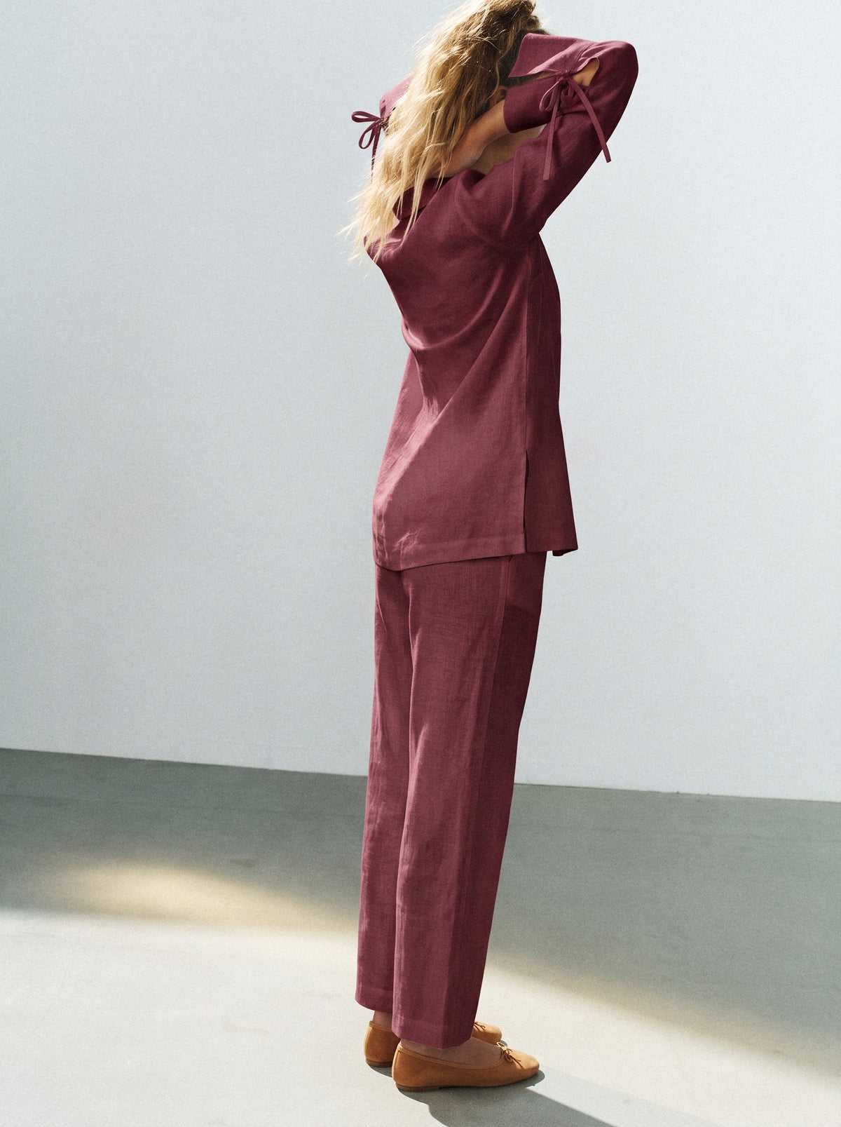 Camisa Paloma Linho Puro Marsala — Estúdio Lateral