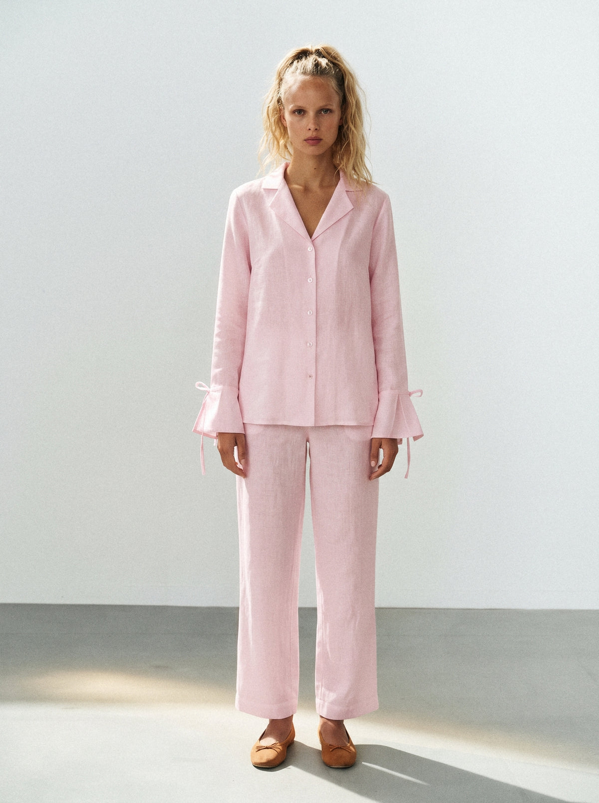 Camisa Paloma Linho Puro Rosa Bebê — Estúdio Frente